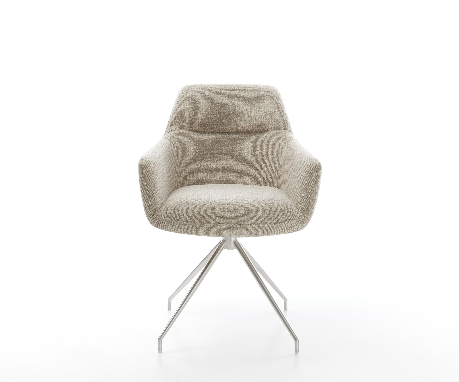 Jídelní židle Pejo-Flex tkanina Měkký béžová křížová podnož zúžená nerezová ocel taštičkové pružiny - Obrázek 2