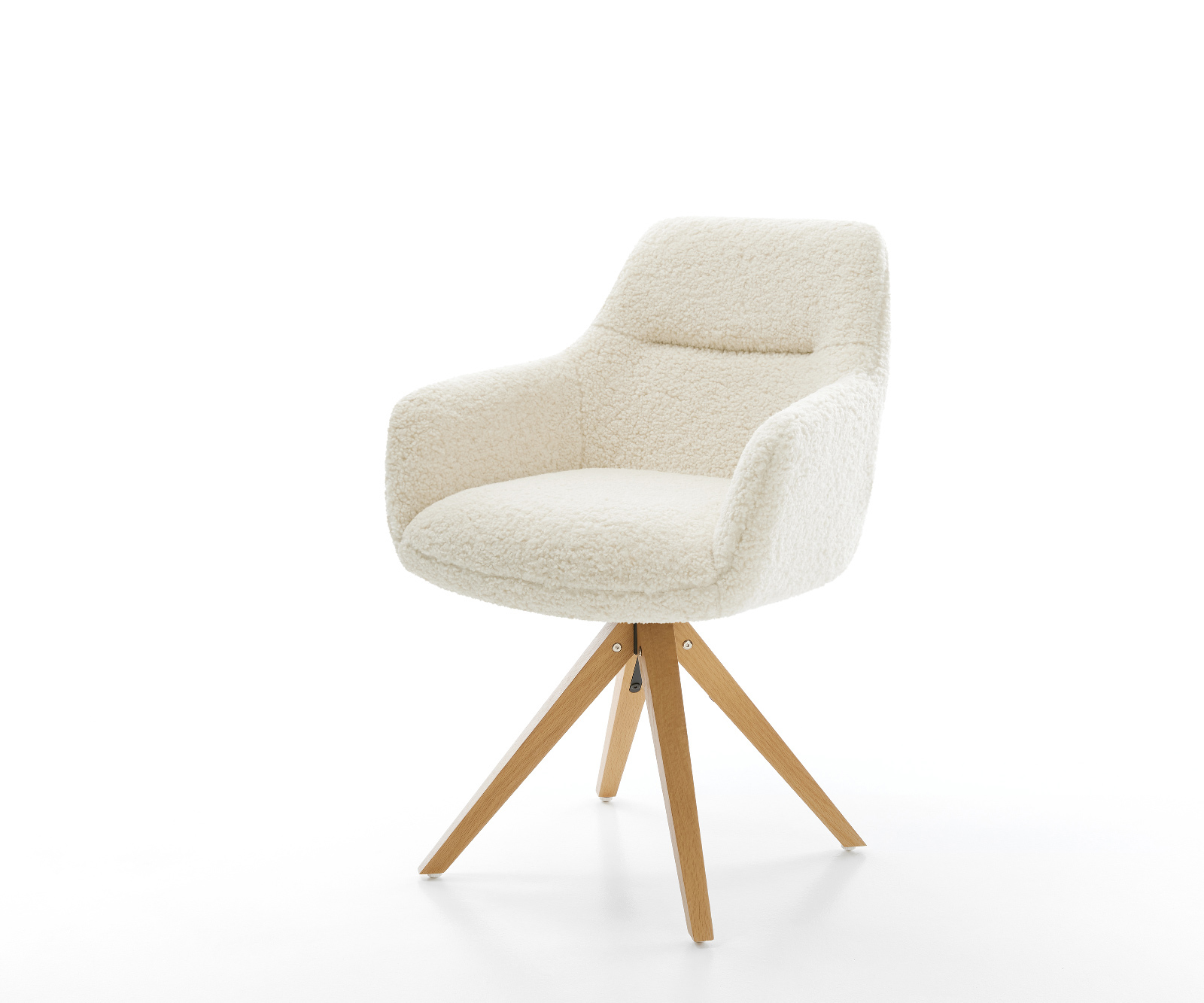 Jídelní židle Pejo-Flex plyšový manšestr béžová dřevěná podnož hranatý přírodní 180° otočný taštičkové pružiny