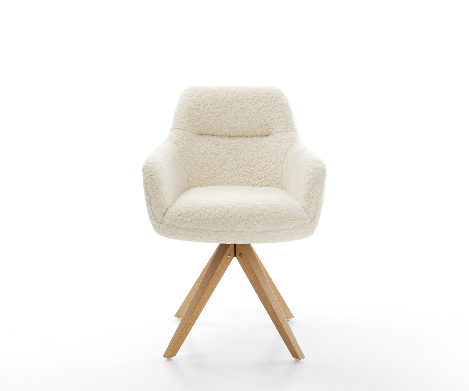 Jídelní židle Pejo-Flex plyšový manšestr béžová dřevěná podnož hranatý přírodní 180° otočný taštičkové pružiny - Obrázek 2