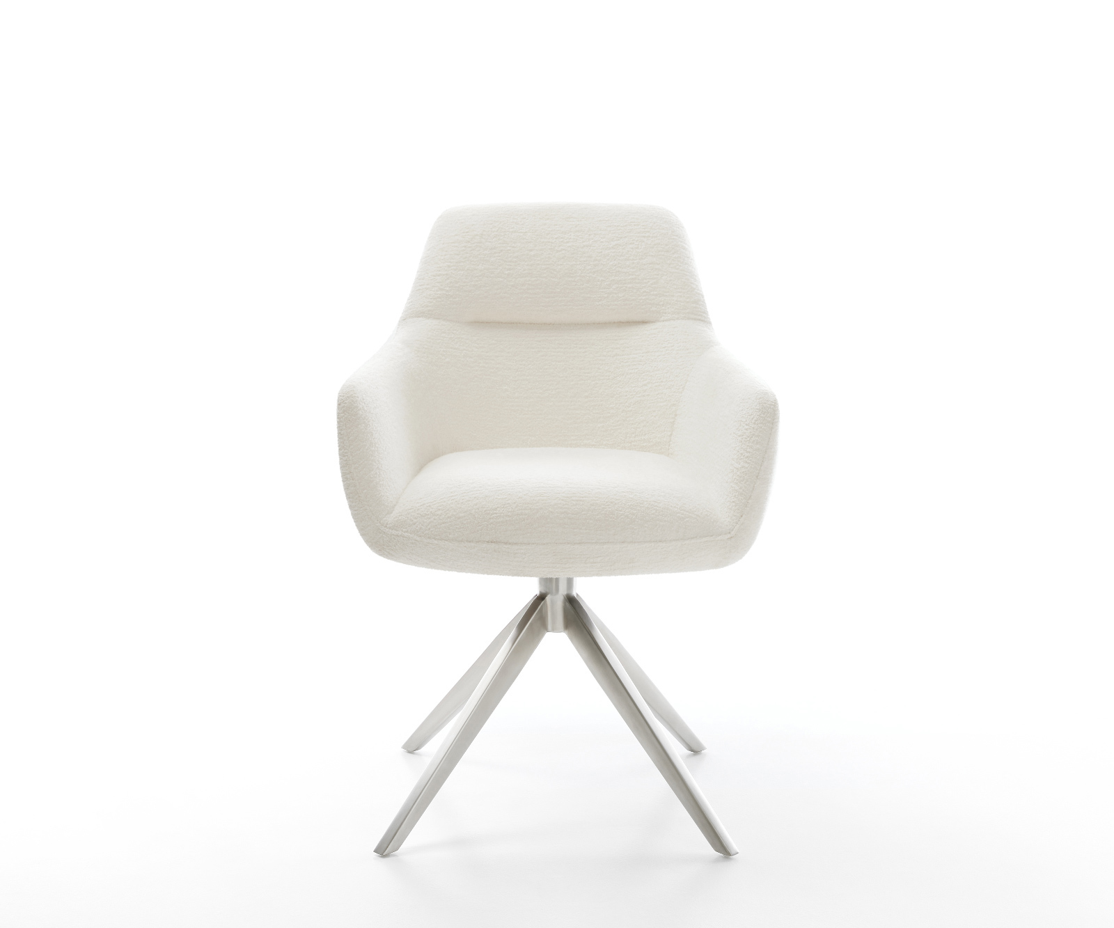 Jídelní židle Pejo-Flex bouclé měkký béžová křížová podnož široká nerezová ocel 360° otočný houpací funkce taštičkové pružiny - Obrázek 2