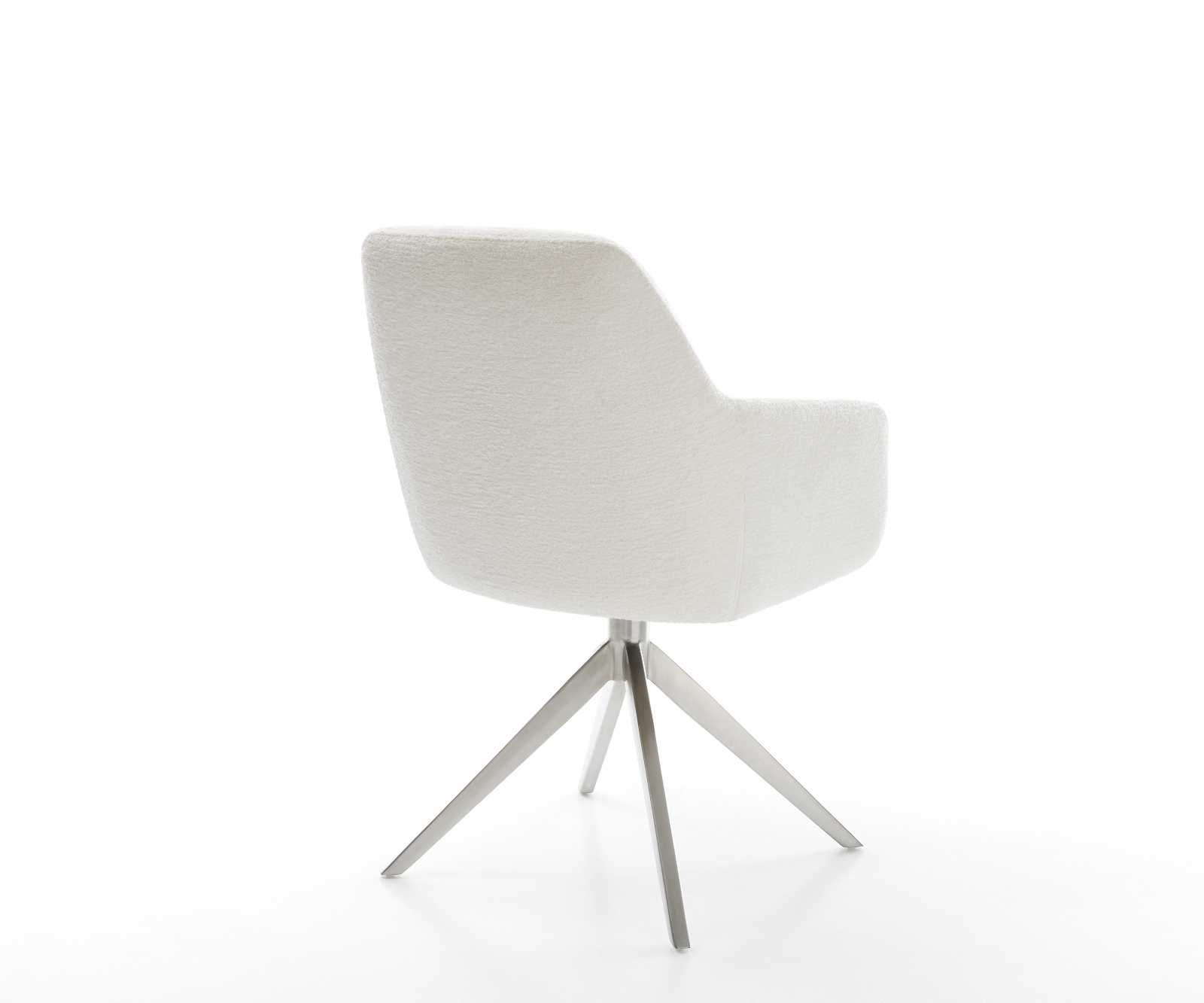 Jídelní židle Pejo-Flex bouclé měkký béžová křížová podnož široká nerezová ocel 360° otočný houpací funkce taštičkové pružiny - Obrázek 5