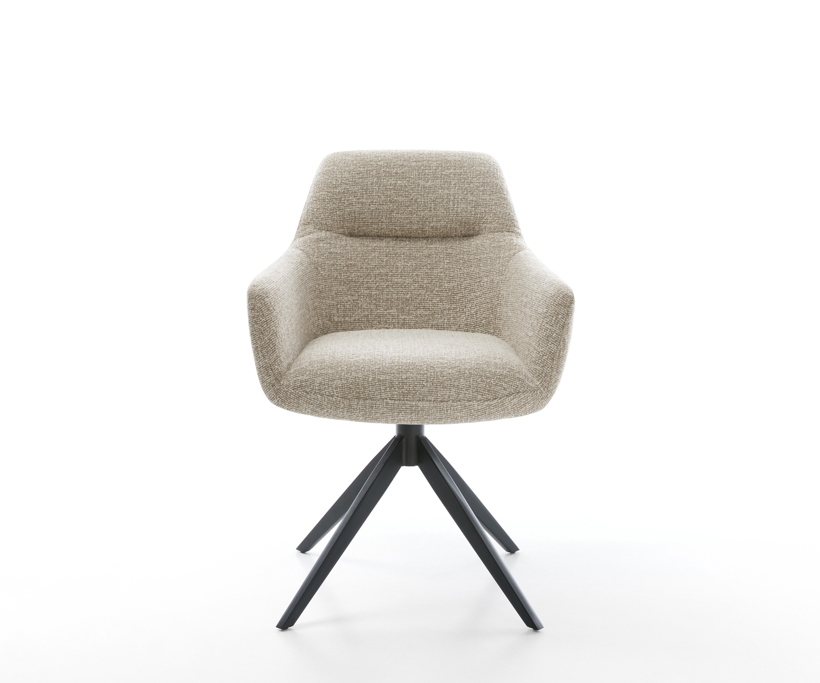 Jídelní židle Pejo-Flex látka Měkký béžová křížová podnož široká černá 360° otočný houpací funkce taštičkové pružiny - Obrázek 2