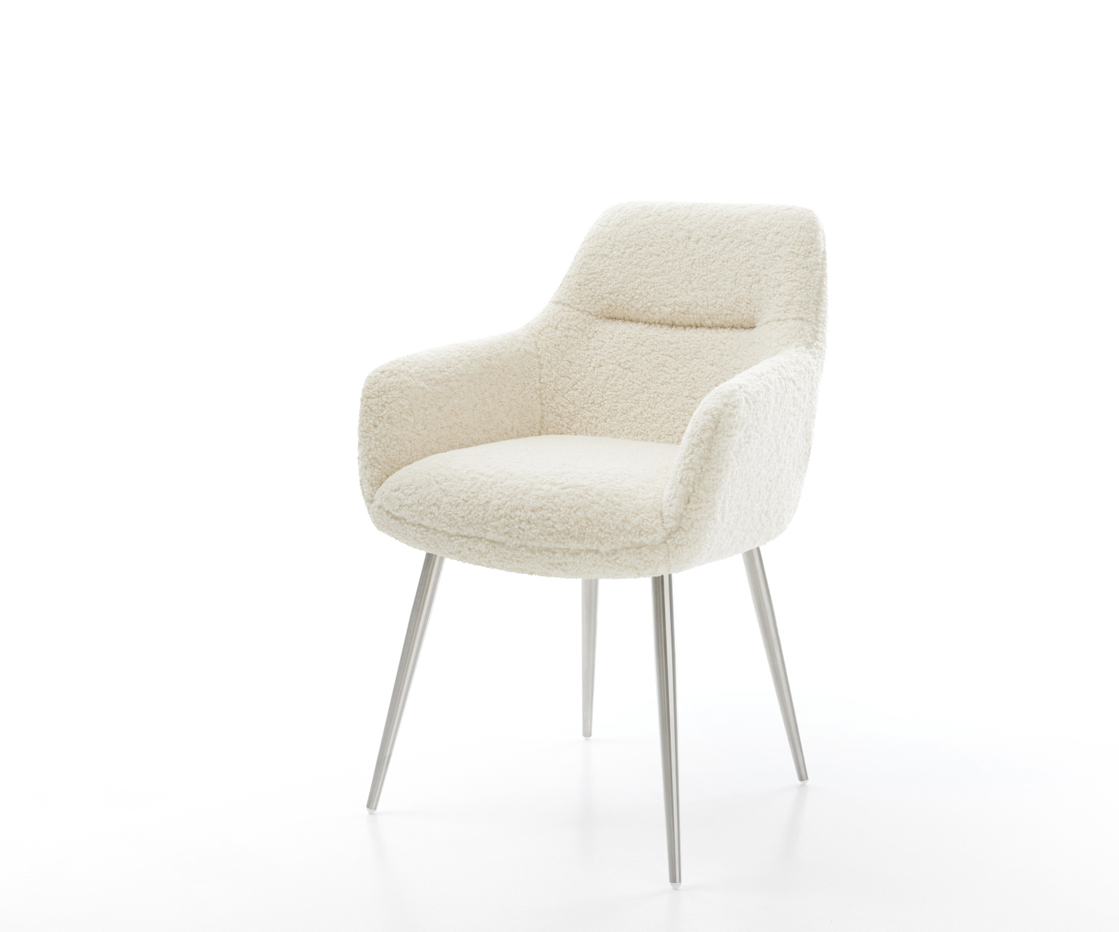 Jídelní židle Pejo-Flex plyšový manšestr béžová 4 nohy zúžené nerezová ocel taštičkové pružiny