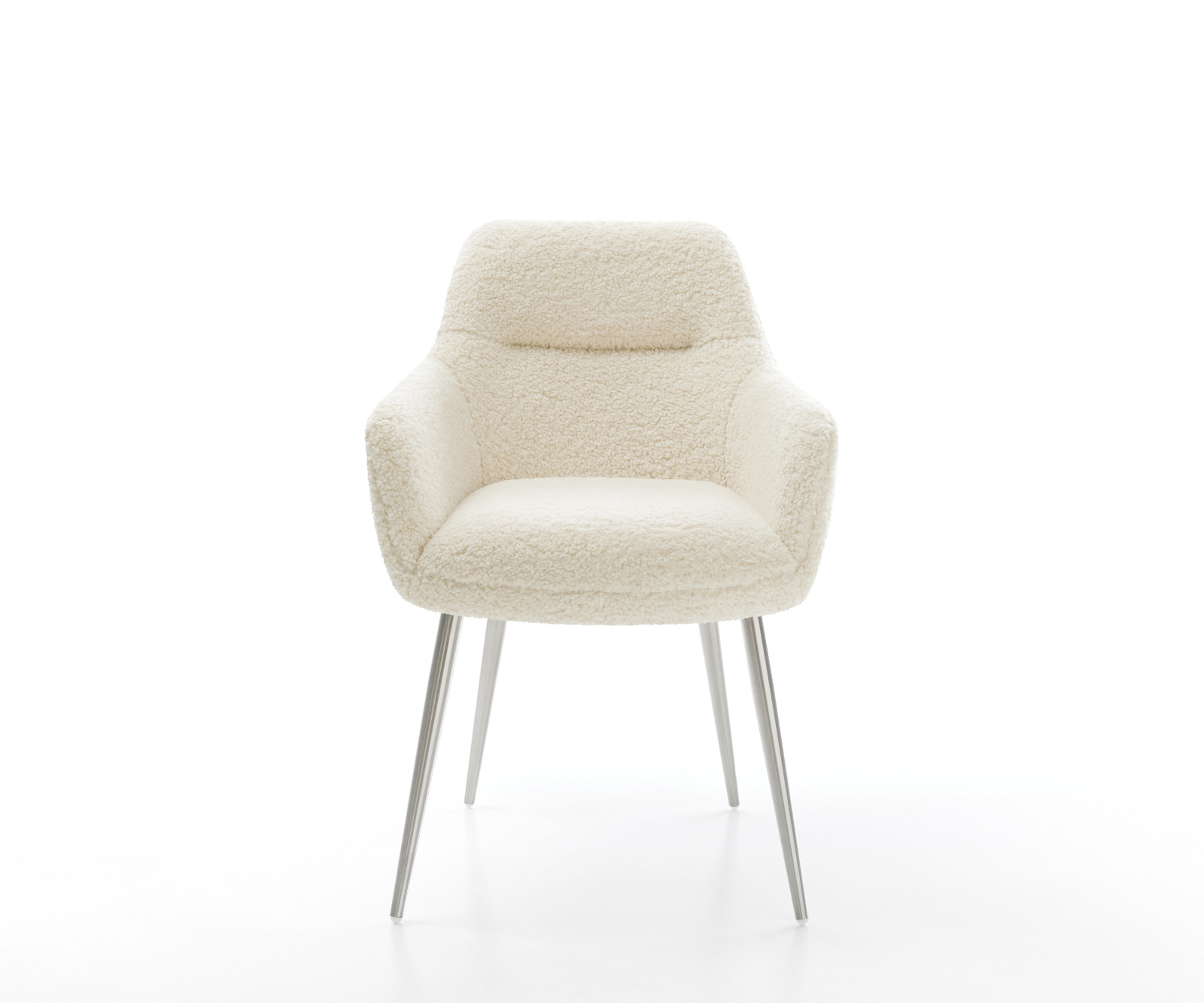 Jídelní židle Pejo-Flex plyšový manšestr béžová 4 nohy zúžené nerezová ocel taštičkové pružiny - Obrázek 2