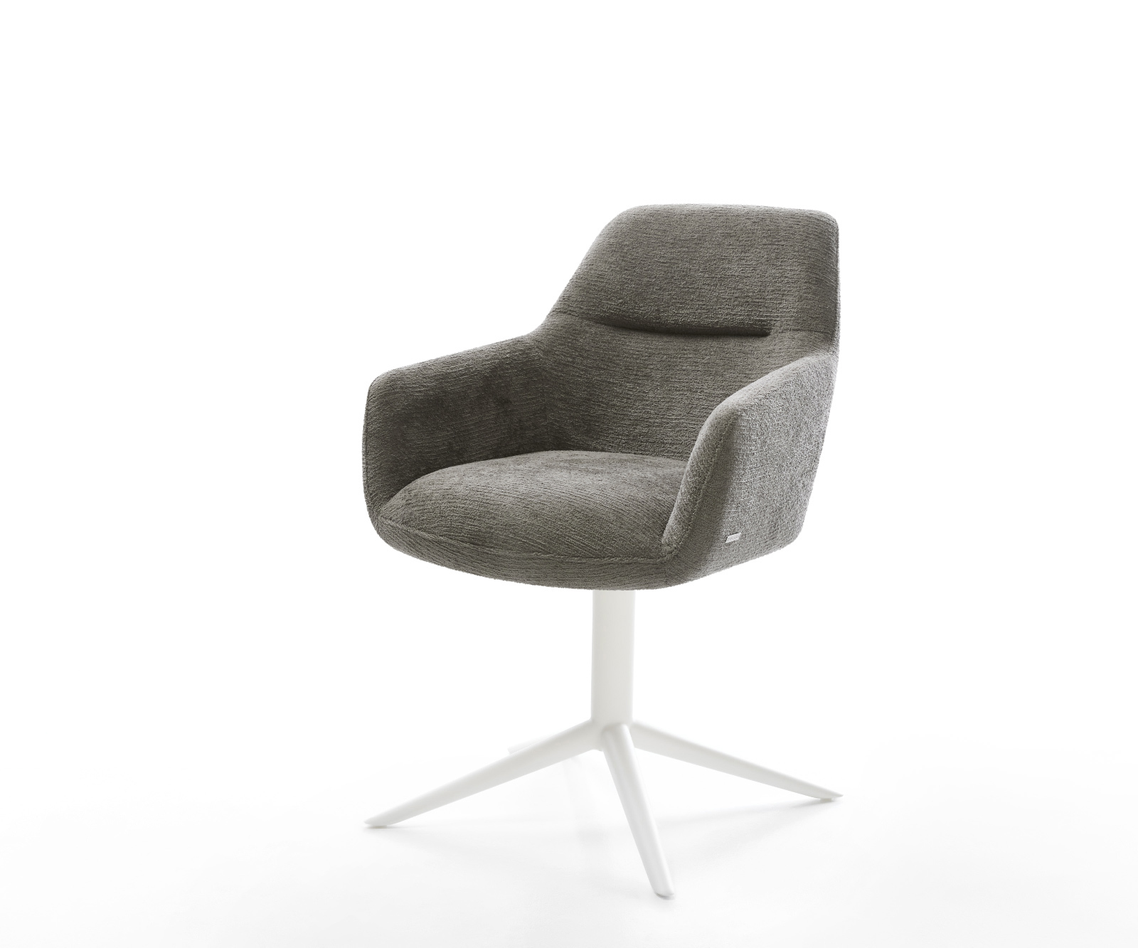 Jídelní židle Pejo-Flex bouclé měkký tmavě béžová křížová podnož bílá 360° otočný houpací funkce taštičkové pružiny