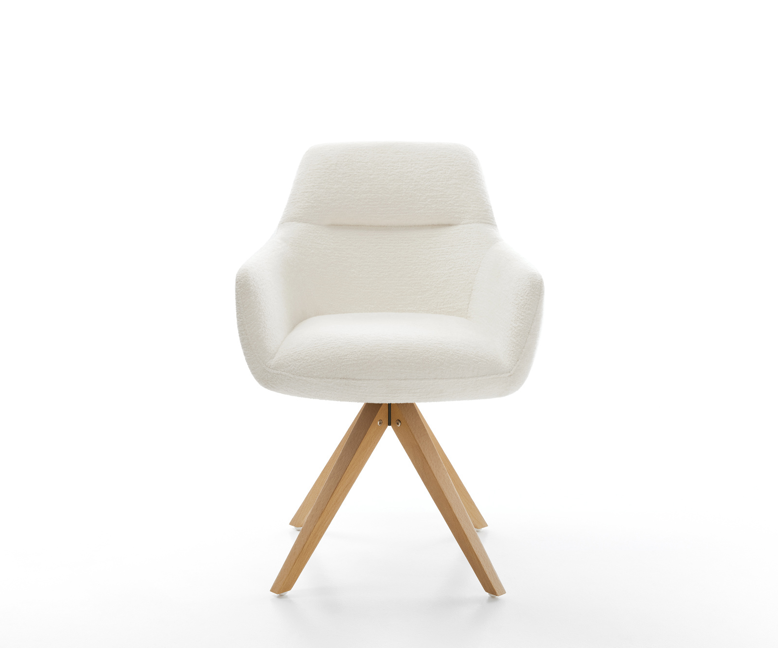 Jídelní židle Pejo-Flex bouclé měkký béžová dřevěná podnož hranatý přírodní 180° otočný taštičkové pružiny - Obrázek 2