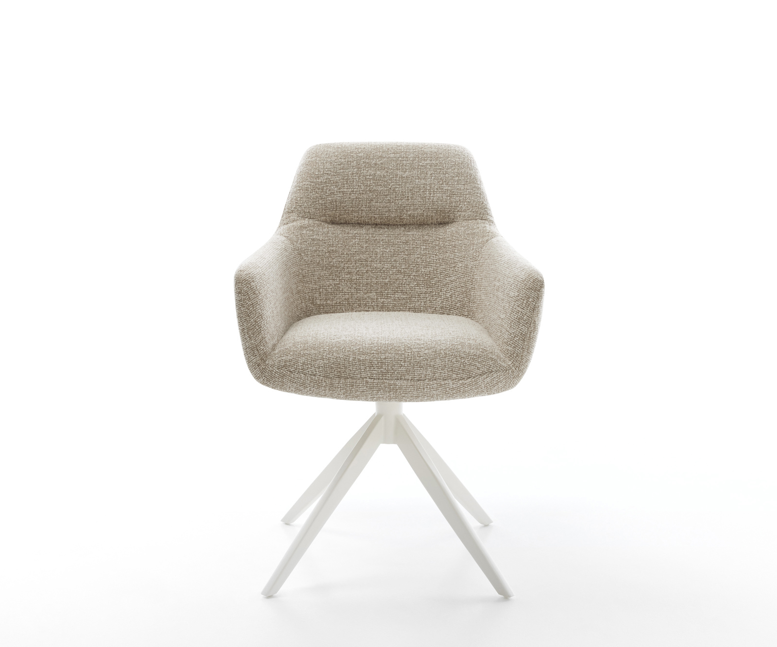 Jídelní židle Pejo-Flex látka Měkký béžová křížová podnož široká bílá 360° otočný houpací funkce taštičkové pružiny - Obrázek 2