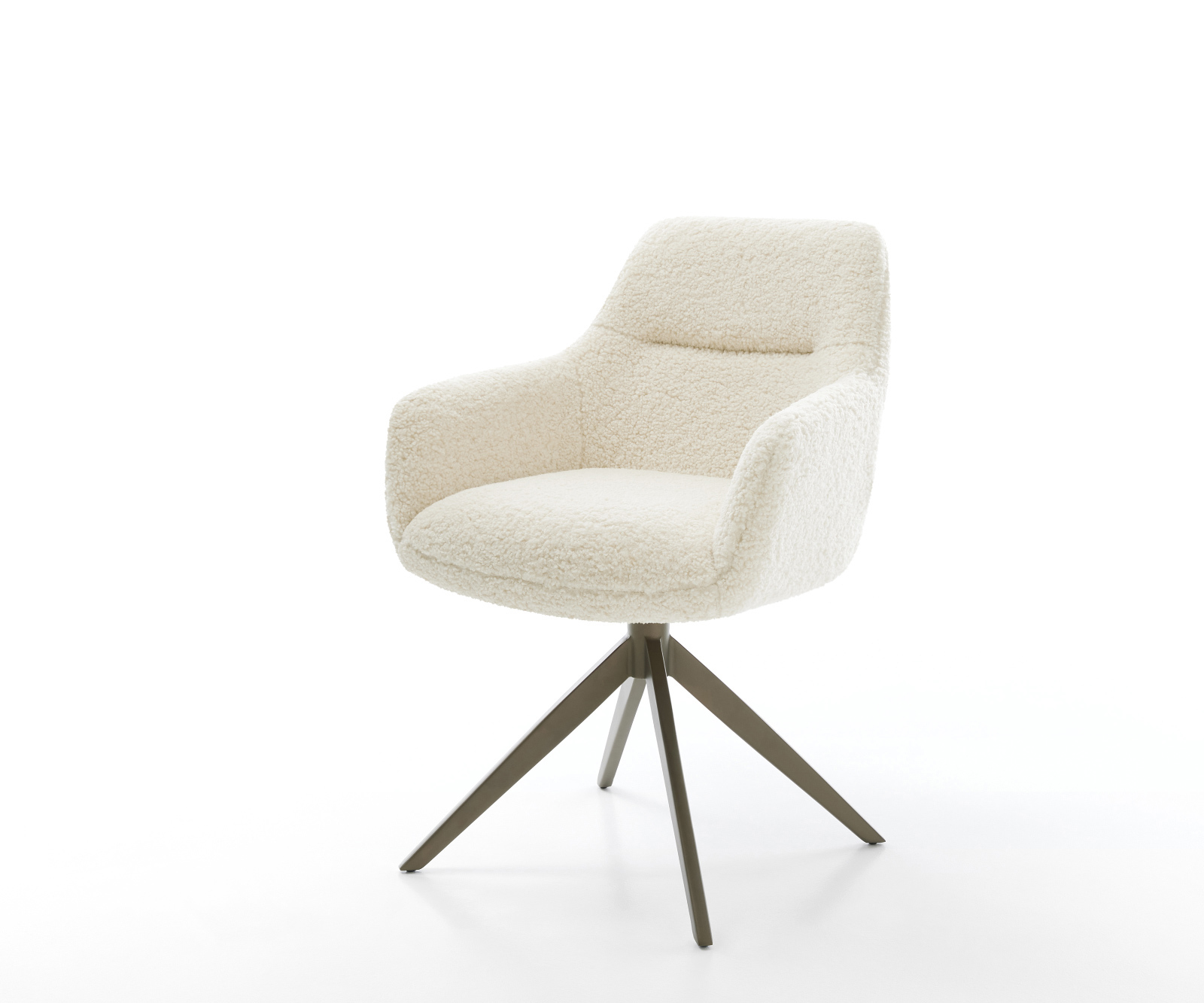 Jídelní židle Pejo-Flex plyšový manšestr béžová křížová podnož široká titanová barva 360° otočný houpací funkce taštičkové pružiny