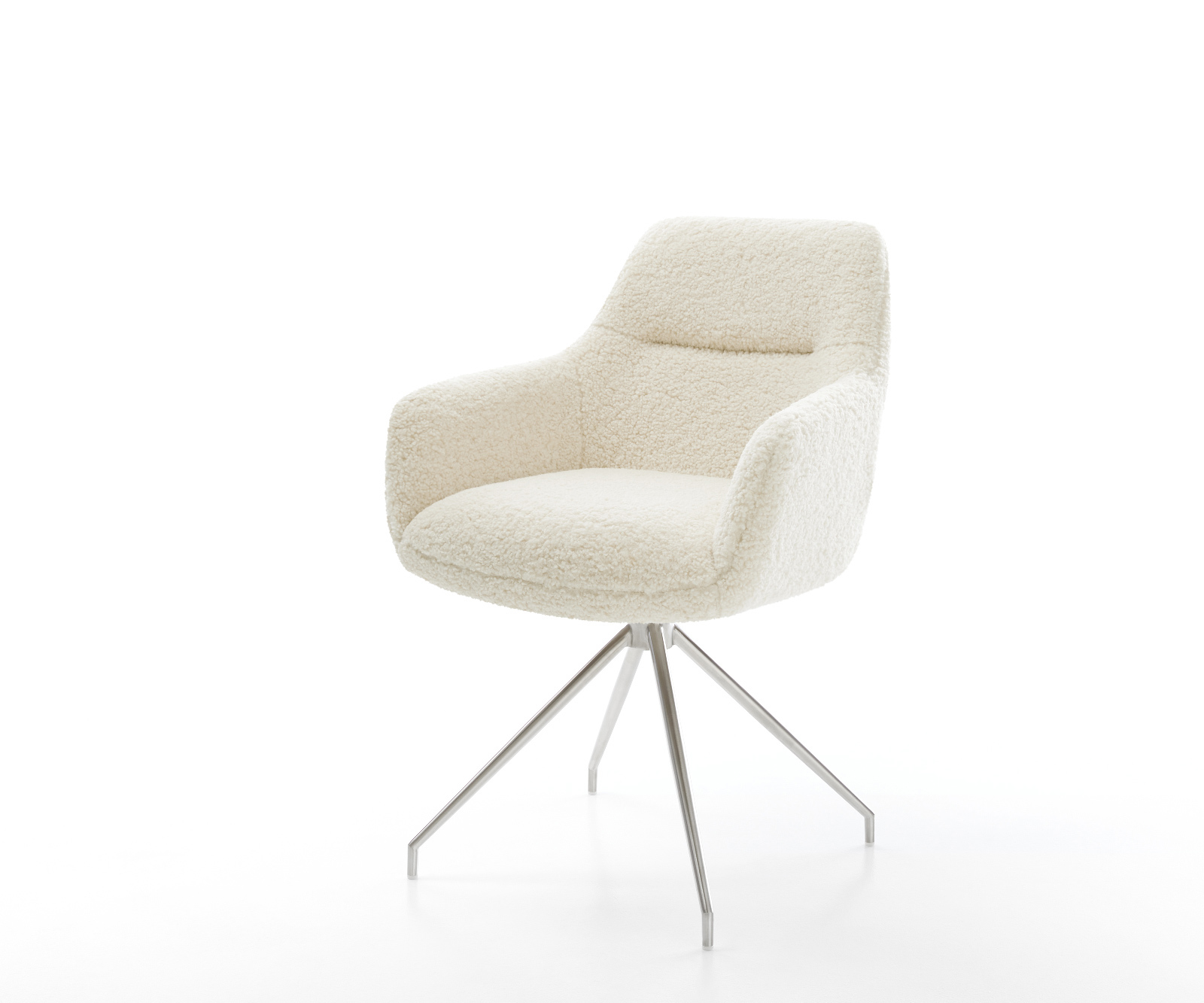 Jídelní židle Pejo-Flex plyšový manšestr béžová křížová podnož zúžená nerezová ocel taštičkové pružiny