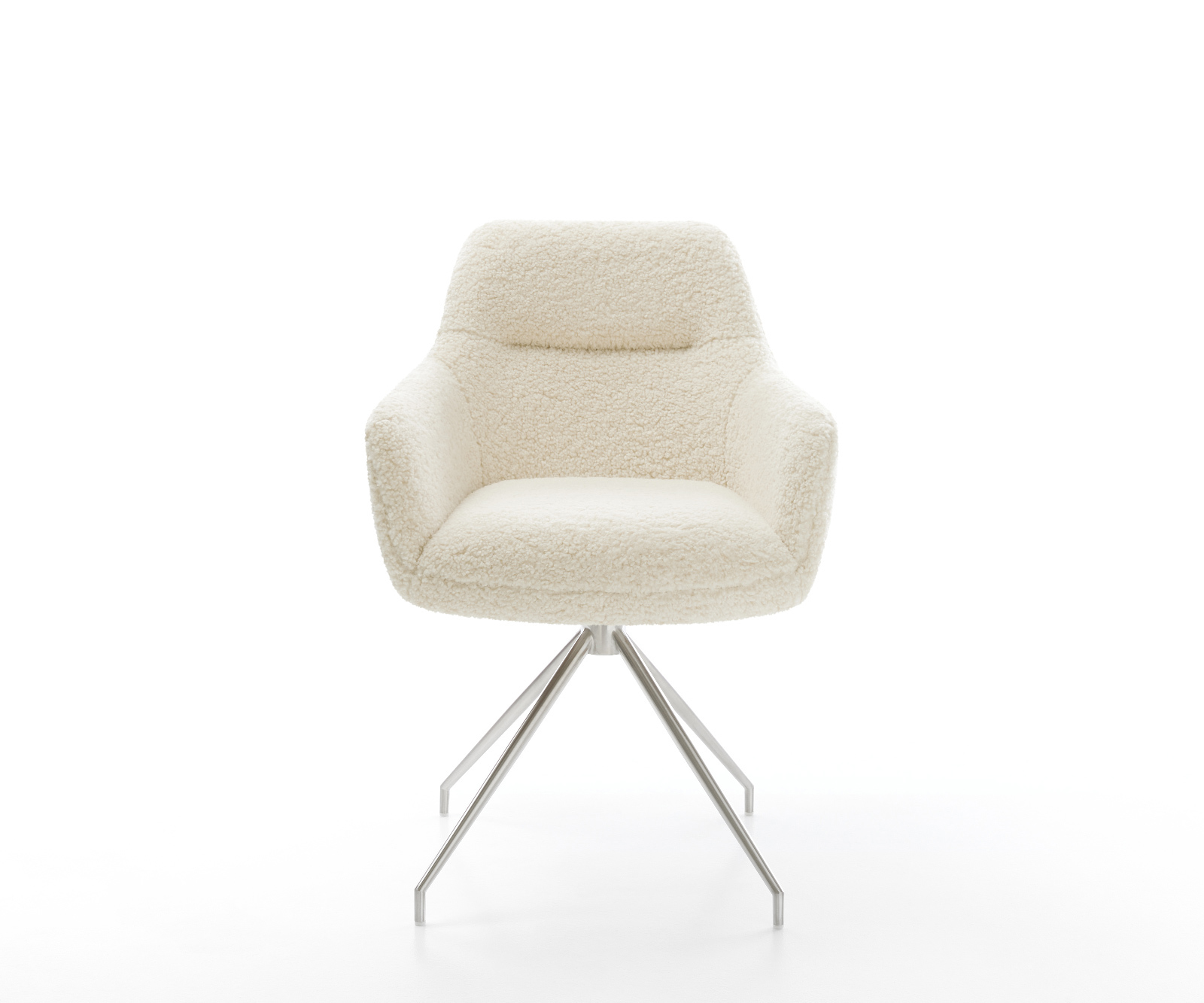 Jídelní židle Pejo-Flex plyšový manšestr béžová křížová podnož zúžená nerezová ocel taštičkové pružiny - Obrázek 2