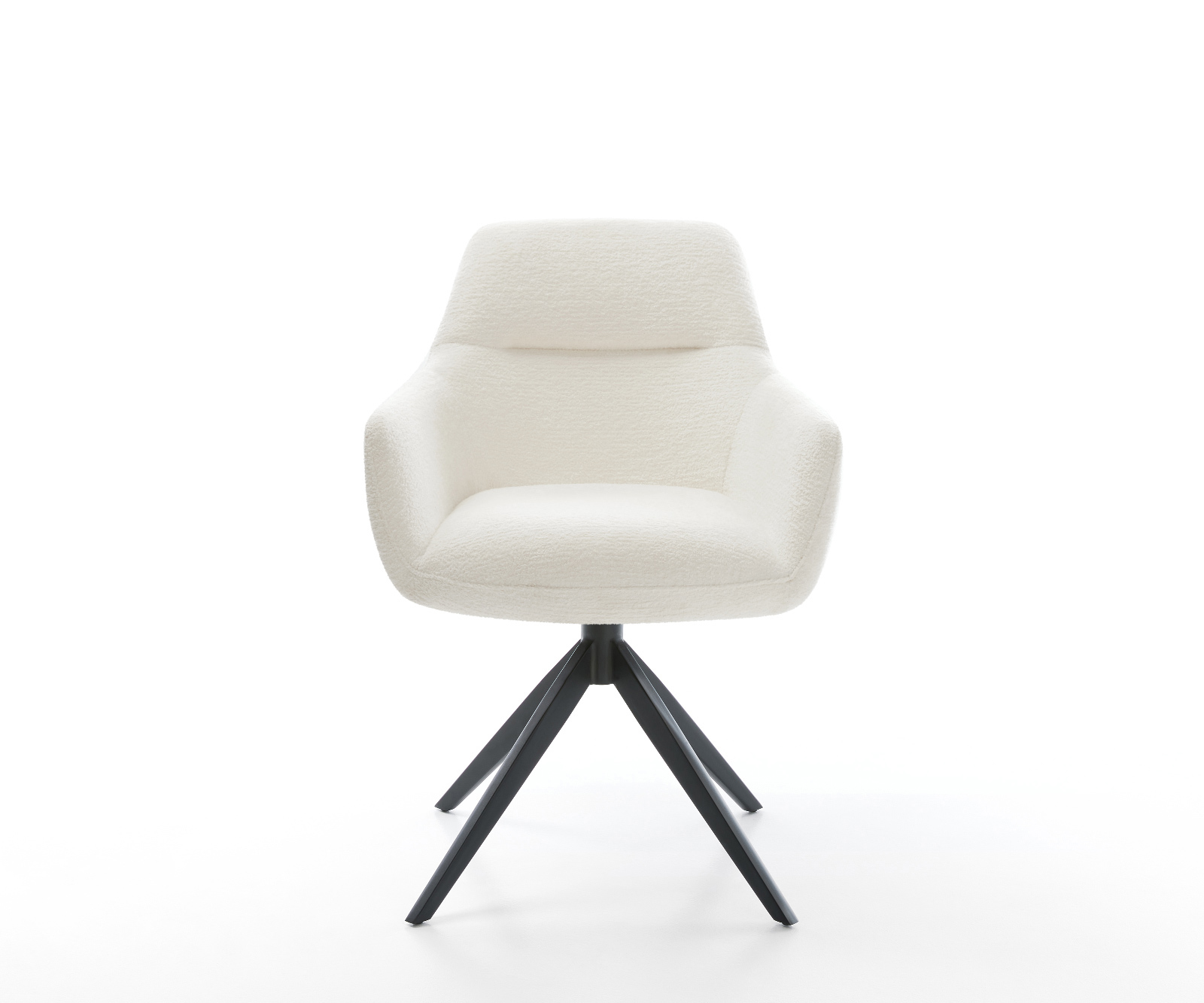 Jídelní židle Pejo-Flex bouclé měkký béžová křížová podnož široká černá 360° otočný houpací funkce taštičkové pružiny - Obrázek 2