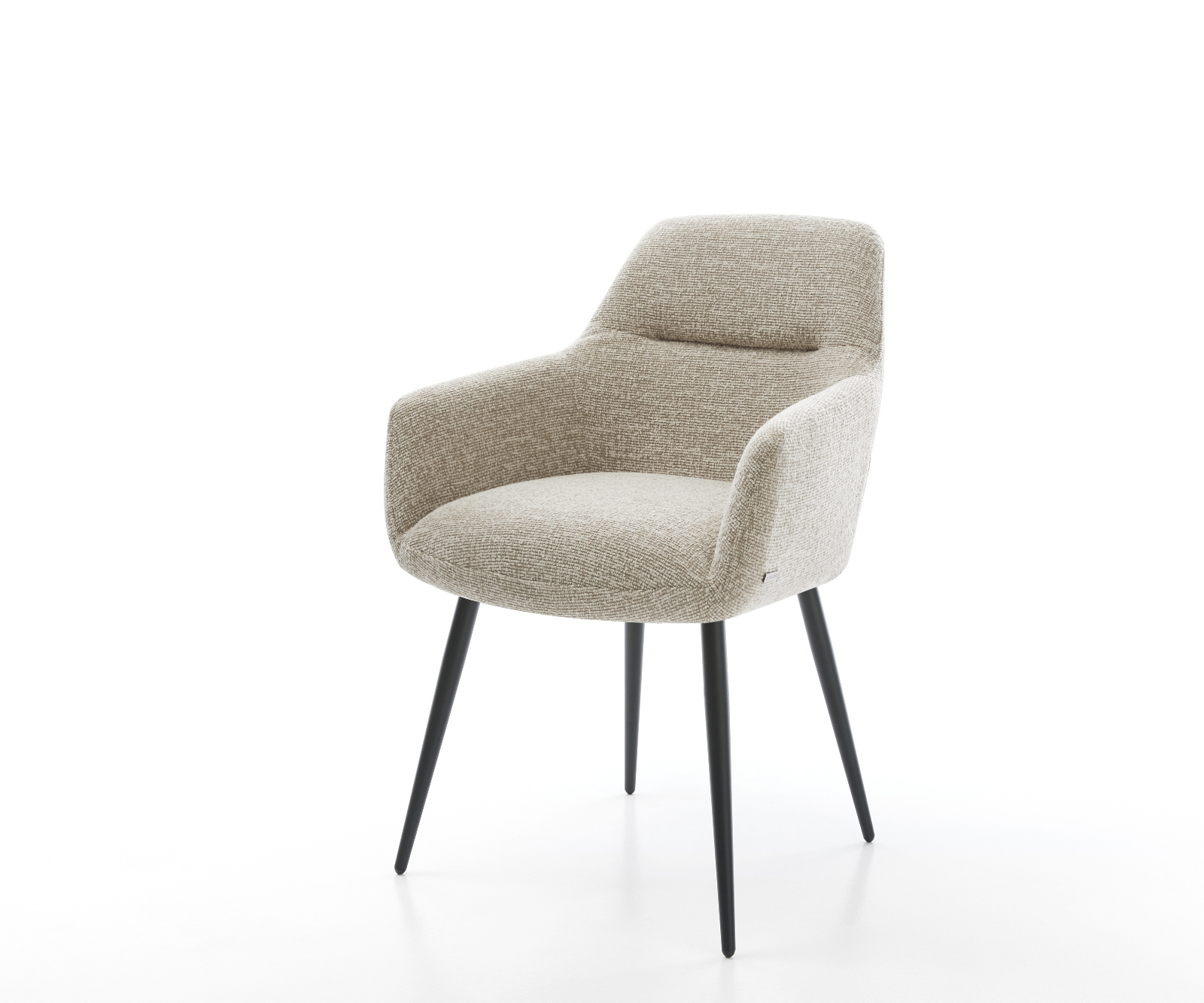 Jídelní židle Pejo-Flex tkanina Měkký béžová 4-nohá zúžená černá taštičkové pružiny