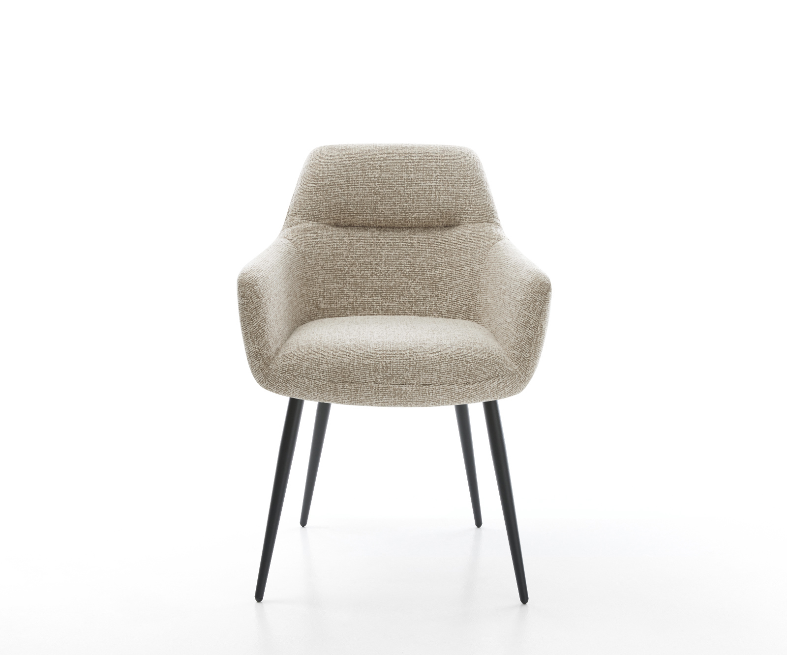 Jídelní židle Pejo-Flex tkanina Měkký béžová 4-nohá zúžená černá taštičkové pružiny - Obrázek 2