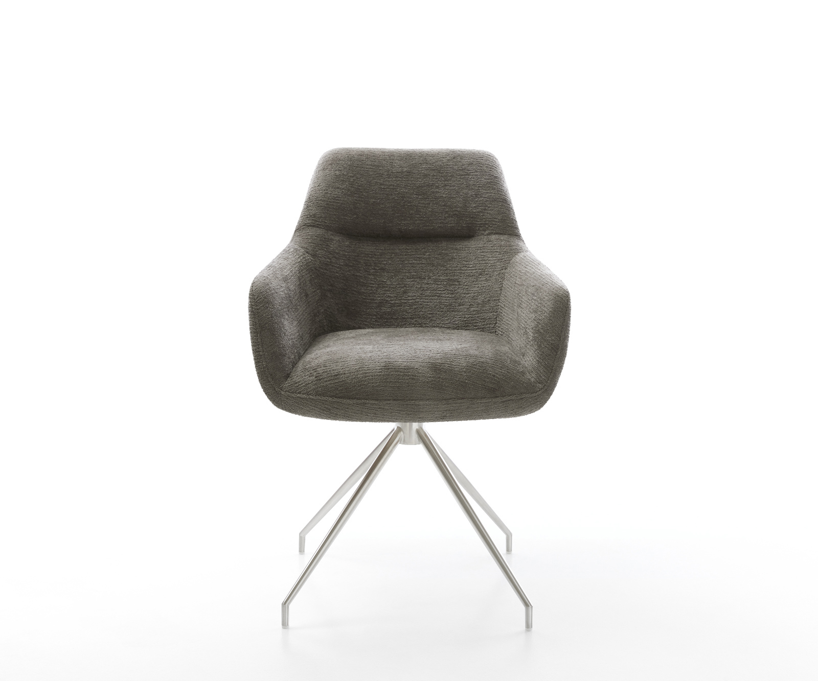 Jídelní židle Pejo-Flex bouclé měkký tmavě béžová křížová podnož zúžená nerezová ocel taštičkové pružiny - Obrázek 2