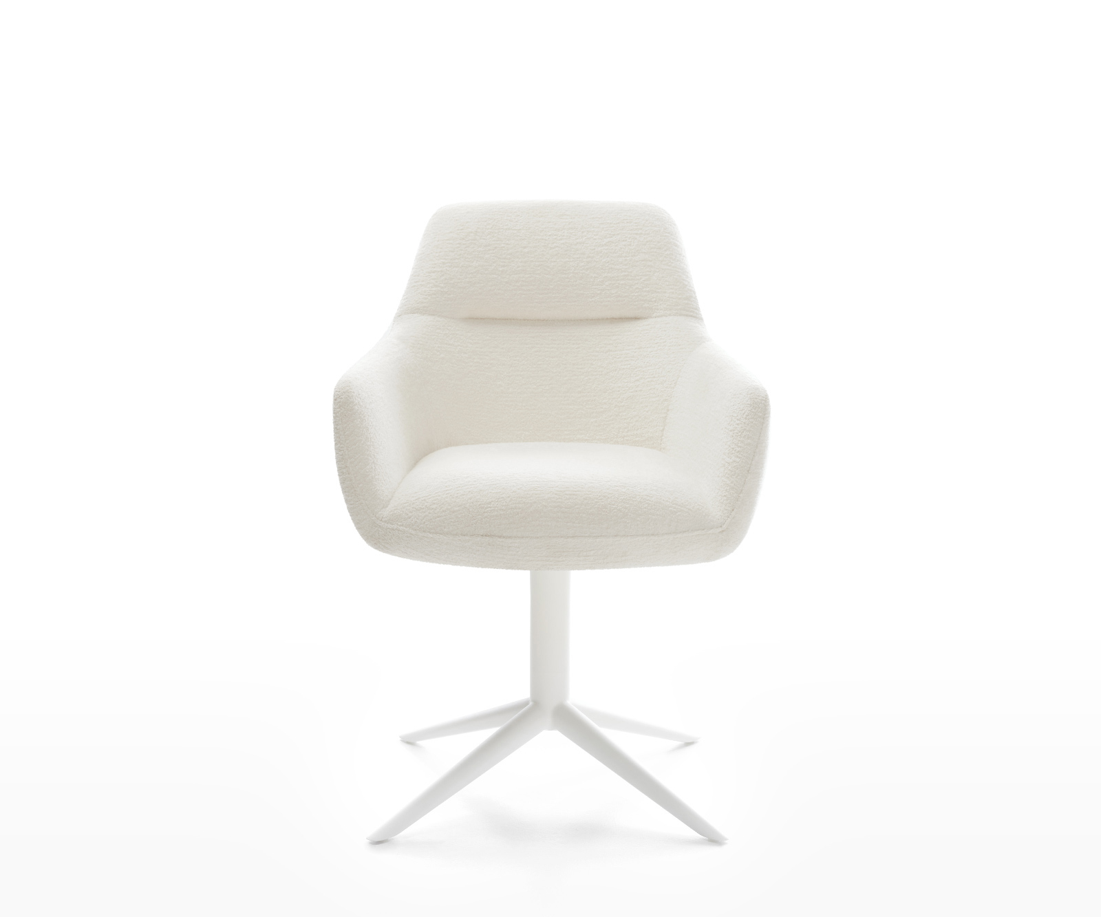 Jídelní židle Pejo-Flex bouclé měkký béžová podnož křížová bílá 360° otočný houpací funkce taštičkové pružiny - Obrázek 2