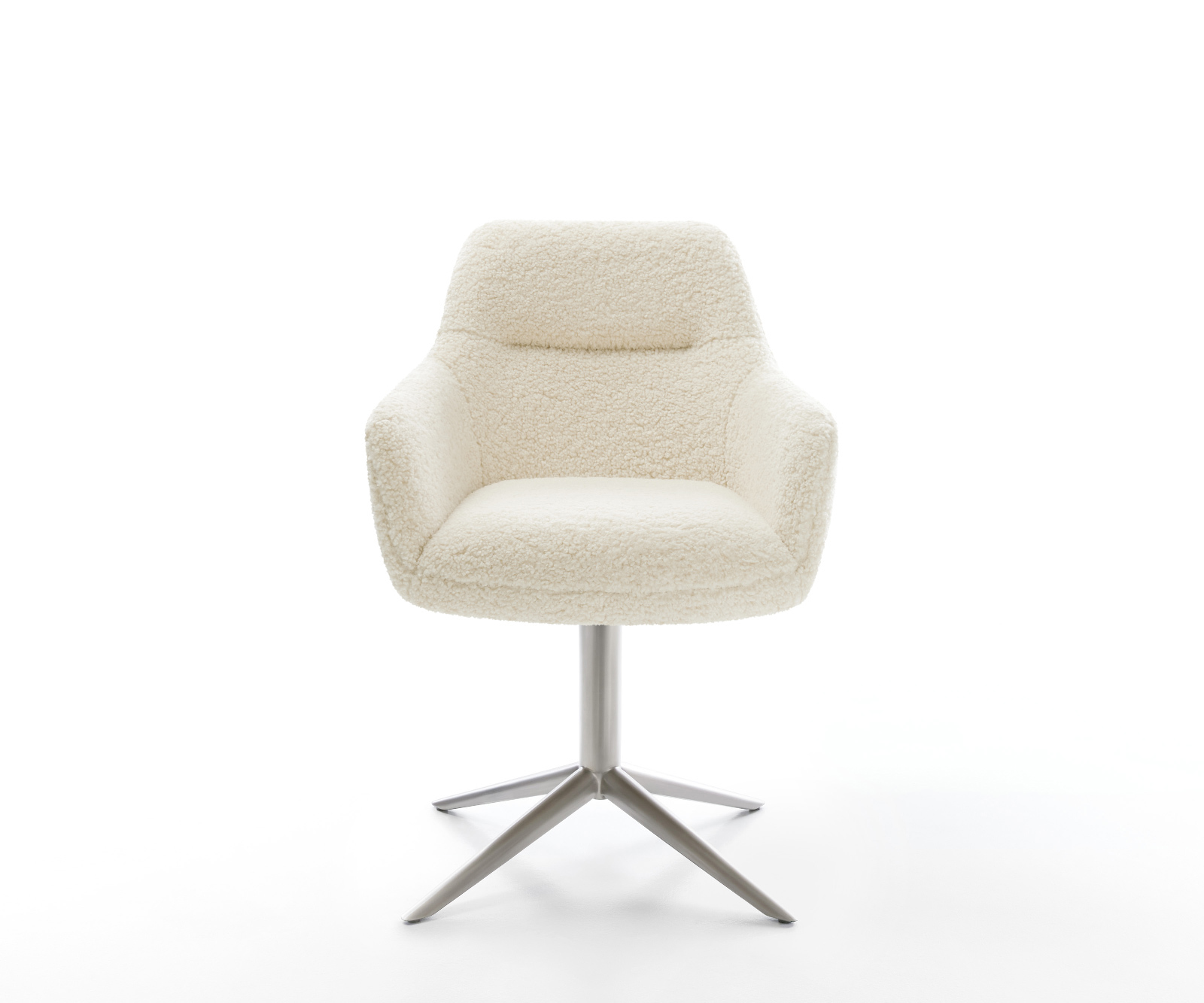 Jídelní židle Pejo-Flex plyšový manšestr béžová křížová podnož nerezová ocel 360° otočný houpací funkce taštičkové pružiny - Obrázek 2