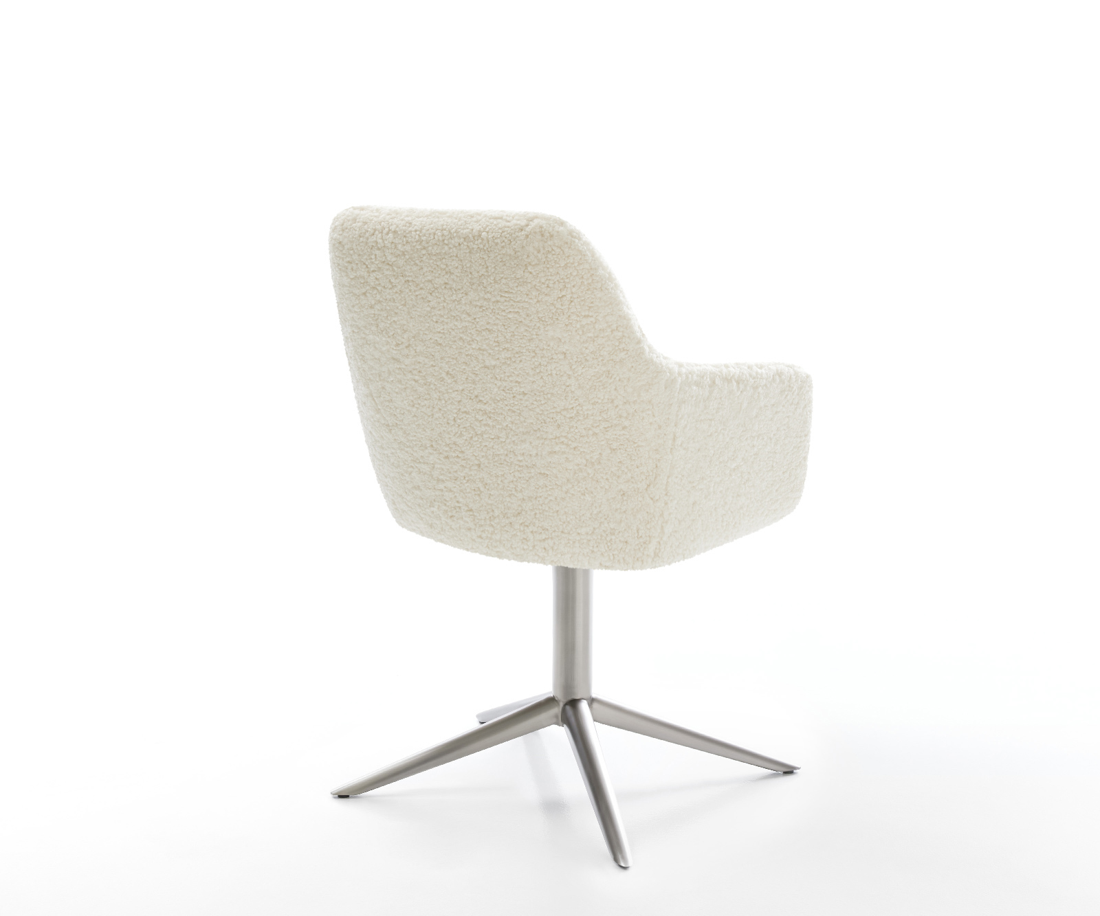 Jídelní židle Pejo-Flex plyšový manšestr béžová křížová podnož nerezová ocel 360° otočný houpací funkce taštičkové pružiny - Obrázek 5