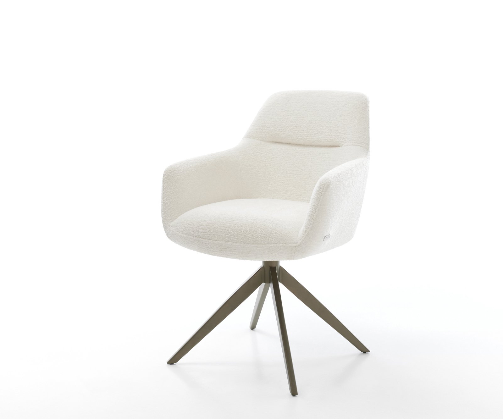 Jídelní židle Pejo-Flex bouclé měkký béžová křížová podnož široká titanová barva 360° otočný houpací funkce taštičkové pružiny