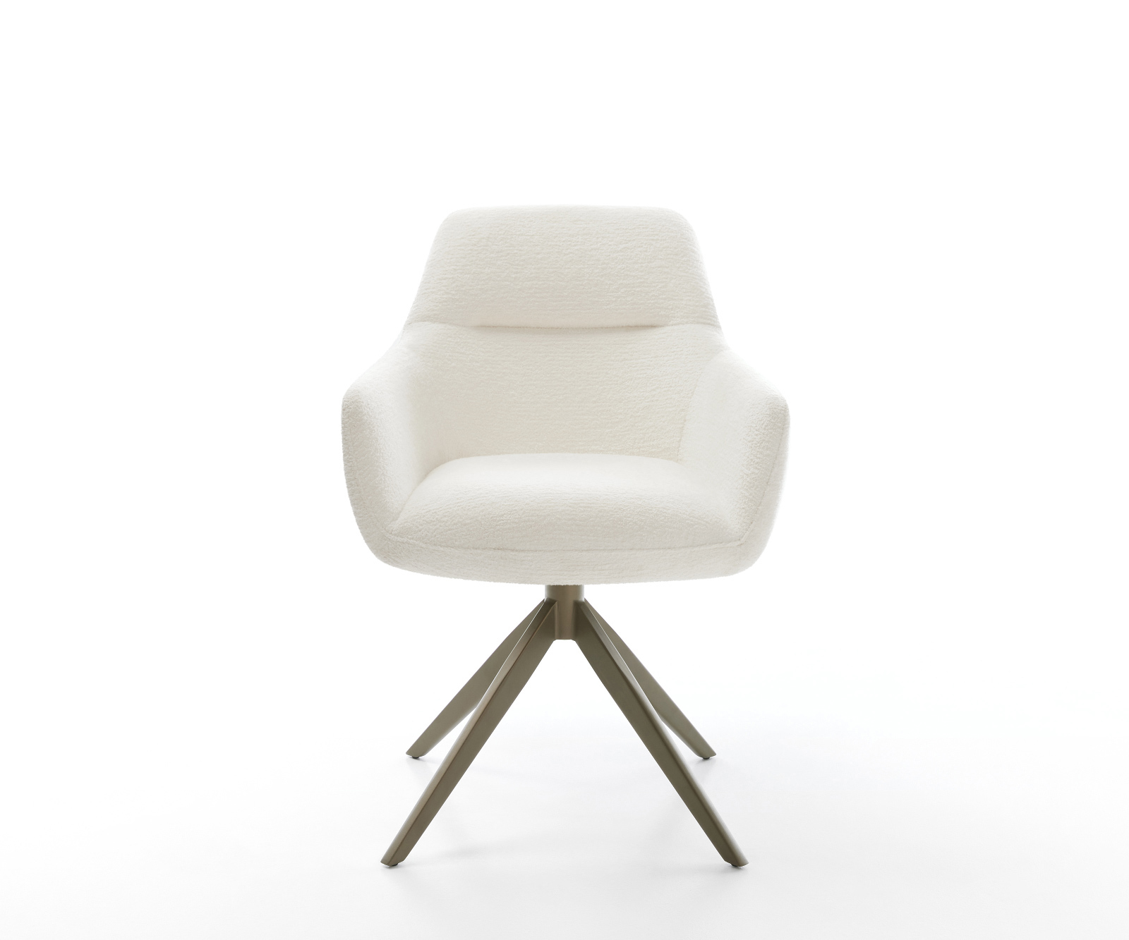 Jídelní židle Pejo-Flex bouclé měkký béžová křížová podnož široká titanová barva 360° otočný houpací funkce taštičkové pružiny - Obrázek 2