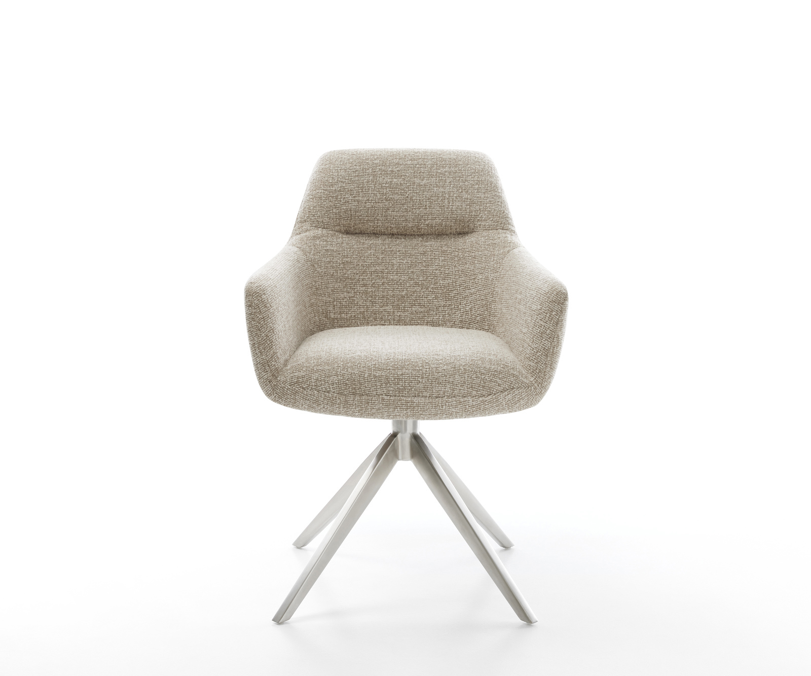 Jídelní židle Pejo-Flex tkanina Měkký béžová křížová podnož široká nerezová ocel 360° otočný houpací funkce taštičkové pružiny - Obrázek 2