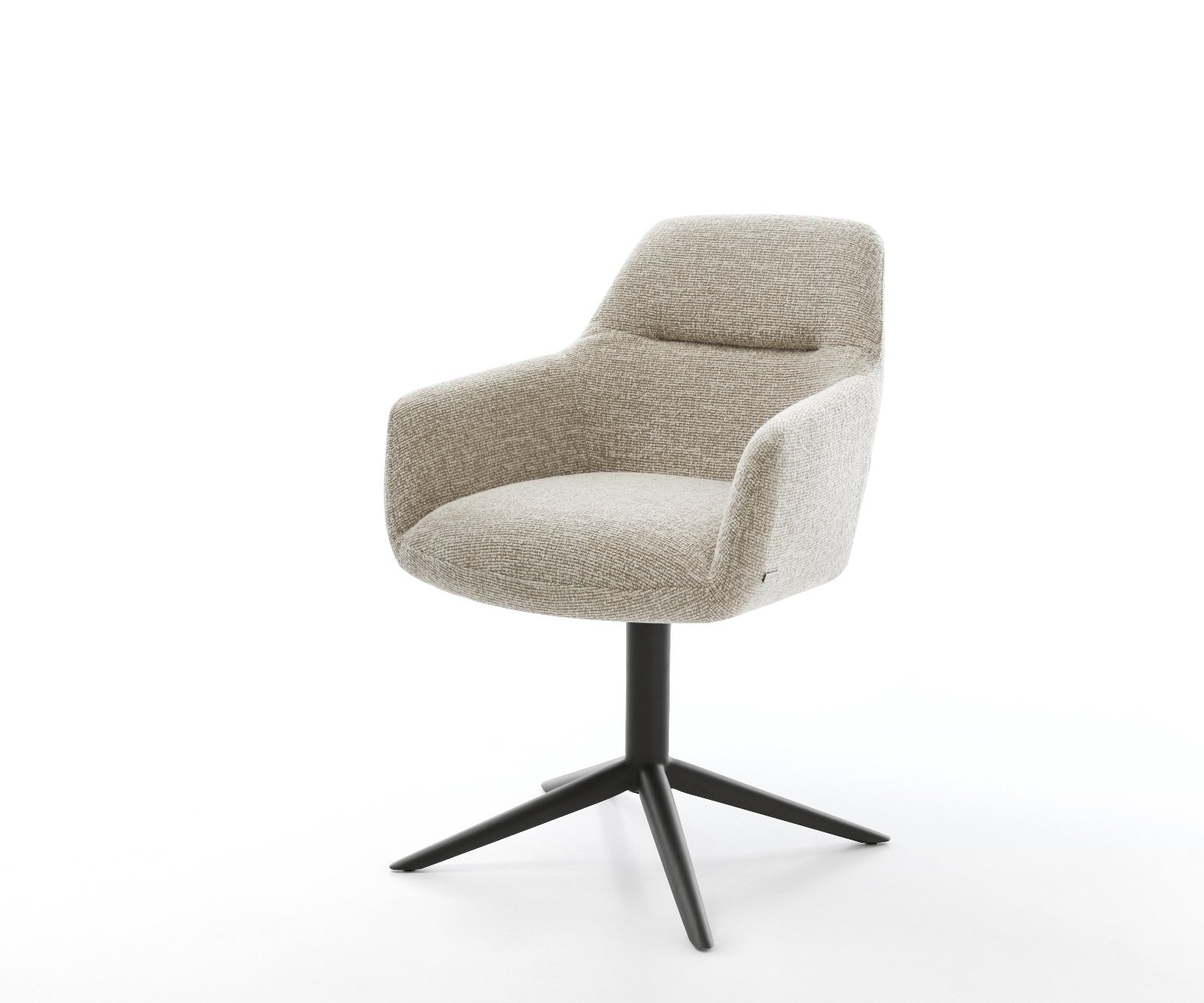 Jídelní židle Pejo-Flex tkanina Měkký béžová křížová podnož černá 360° otočný houpací funkce taštičkové pružiny