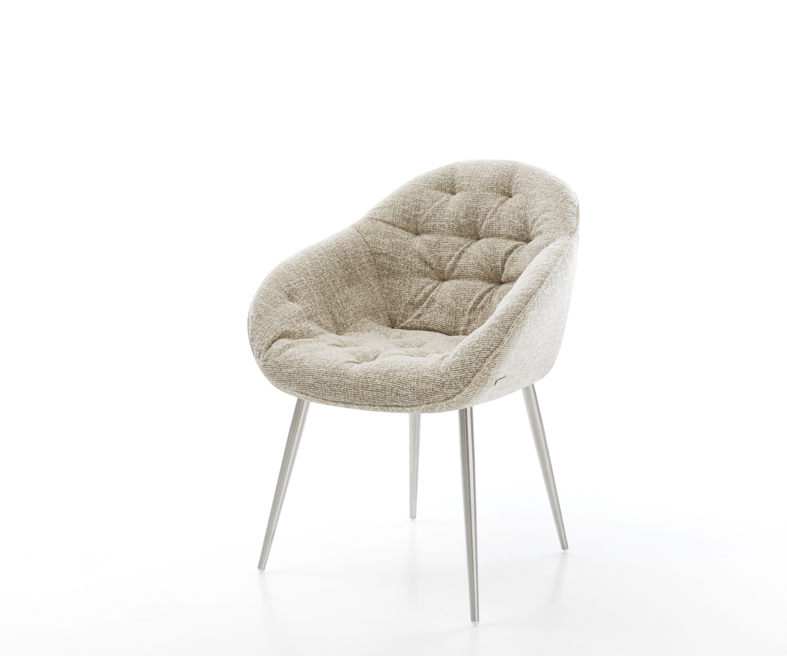 Jídelní židle Gaio-Flex tkanina Měkký béžová 4 nohy zúžené nerezová ocel