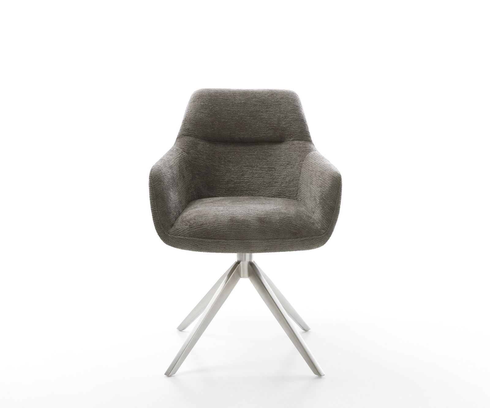 Jídelní židle Pejo-Flex bouclé měkký tmavě béžová křížová podnož široká nerezová ocel 360° otočný houpací funkce taštičkové pružiny - Obrázek 2