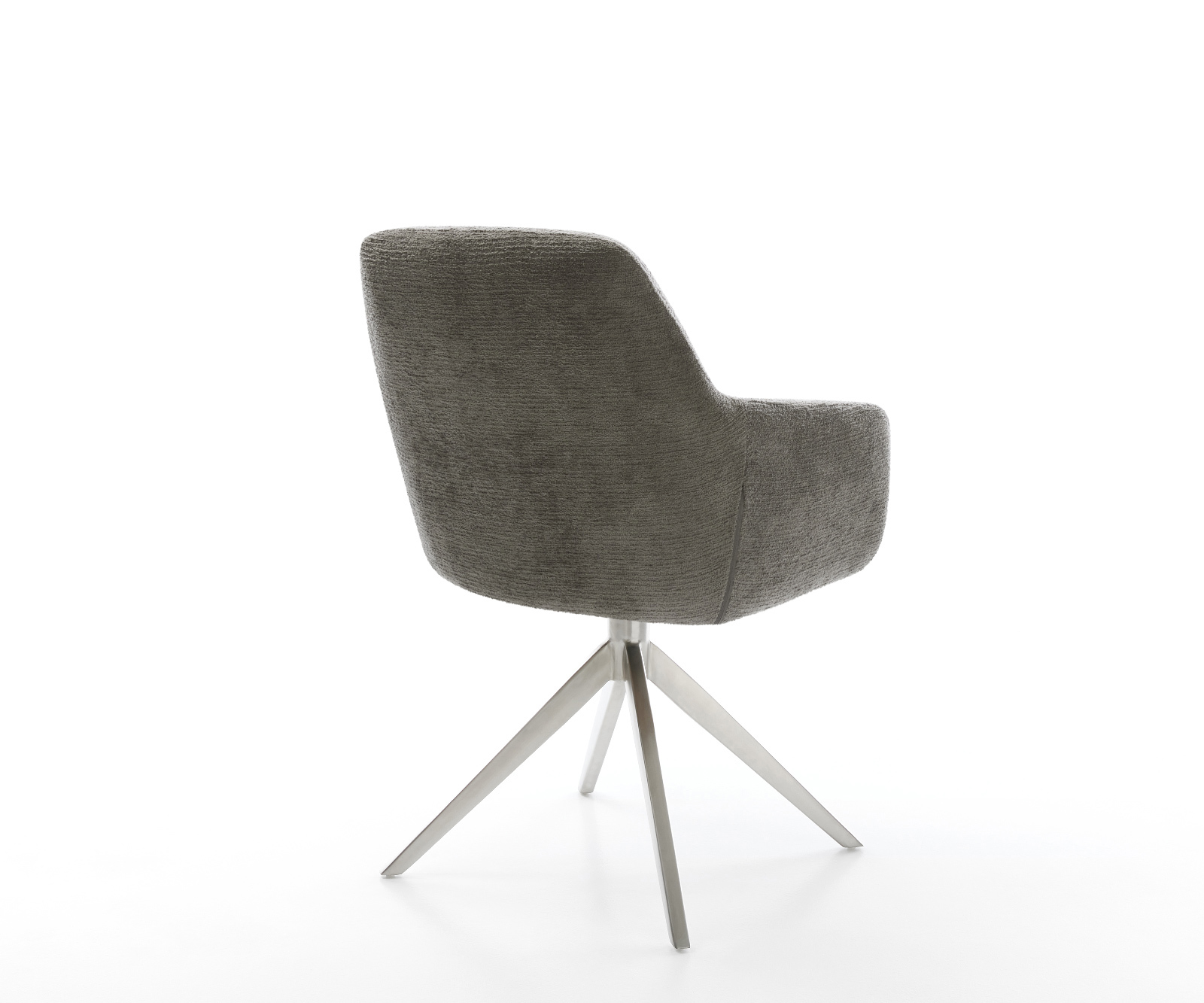 Jídelní židle Pejo-Flex bouclé měkký tmavě béžová křížová podnož široká nerezová ocel 360° otočný houpací funkce taštičkové pružiny - Obrázek 5