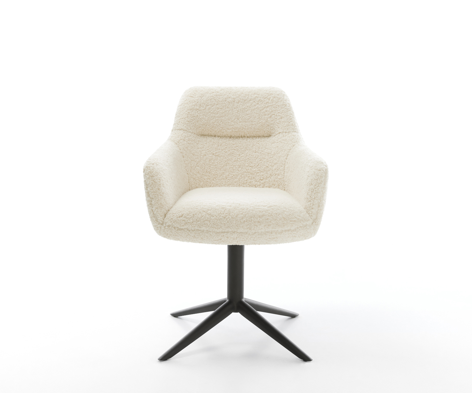 Jídelní židle Pejo-Flex plyšový manšestr béžová černá křížová podnož 360° otočný houpací funkce taštičkové pružiny - Obrázek 2