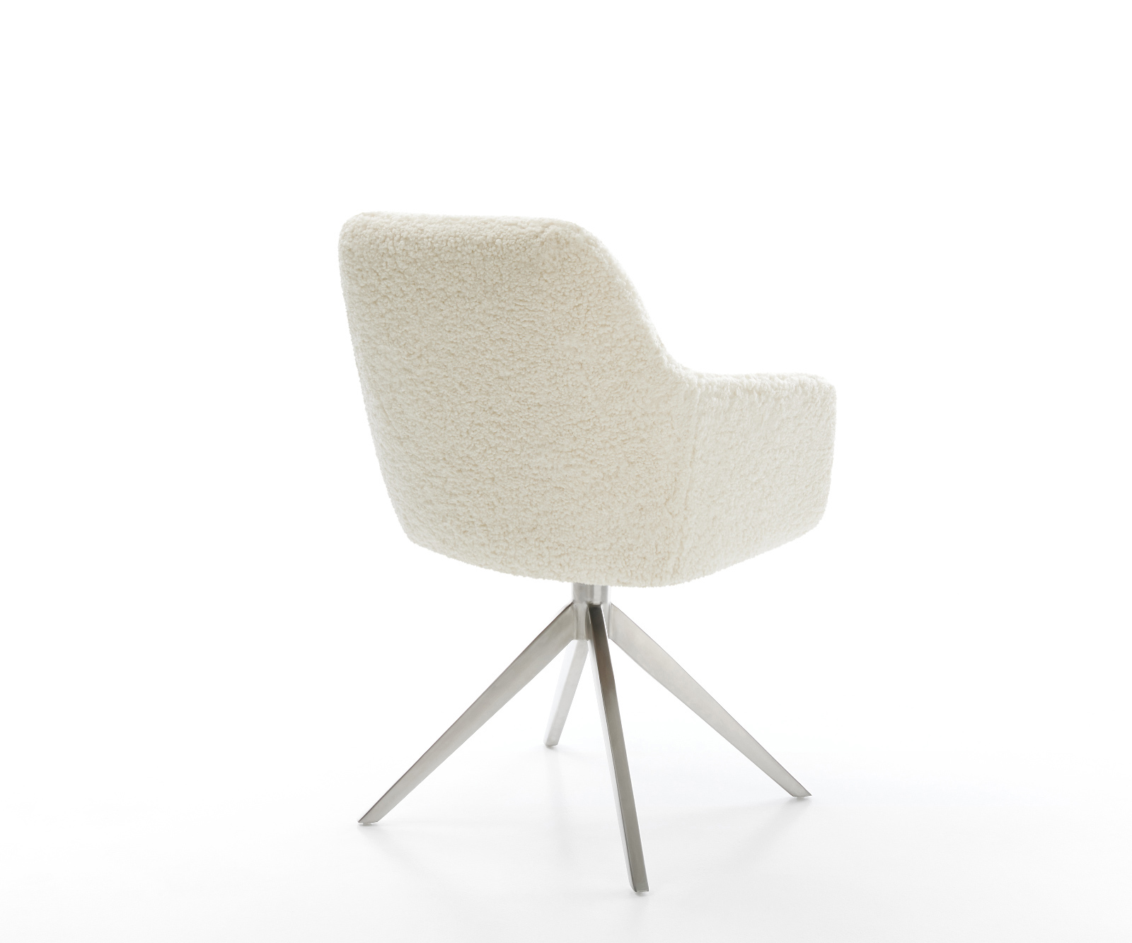 Jídelní židle Pejo-Flex plyšový manšestr béžová křížová podnož široká nerezová ocel 360° otočný houpací funkce taštičkové pružiny - Obrázek 5