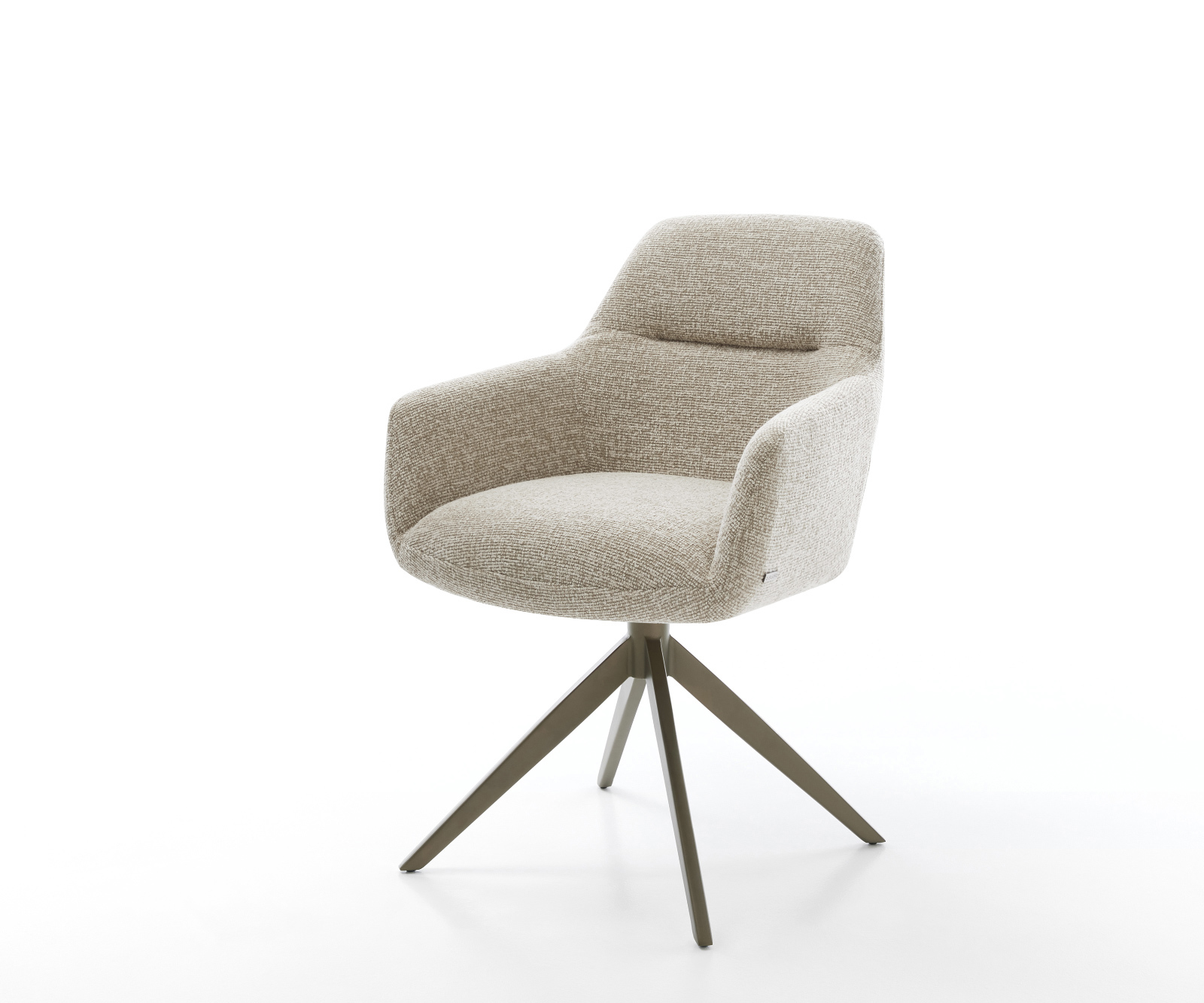 Jídelní židle Pejo-Flex tkanina Měkký béžová křížová podnož široká Titanová barva 360° otočný houpací funkce taštičkové pružiny