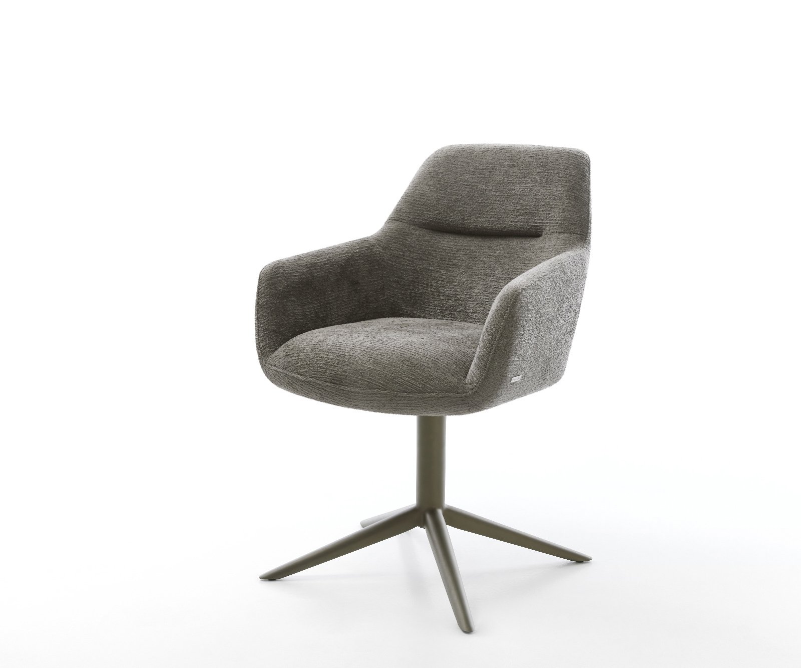 Jídelní židle Pejo-Flex bouclé měkký tmavě béžová křížová podnož titanová barva 360° otočný houpací funkce taštičkové pružiny