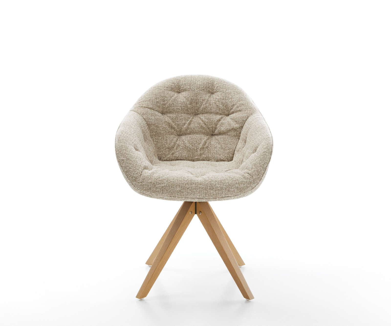 Jídelní židle Gaio-Flex tkanina Měkký béžová dřevěná podnož hranatý přírodní 180° otočný - Obrázek 2