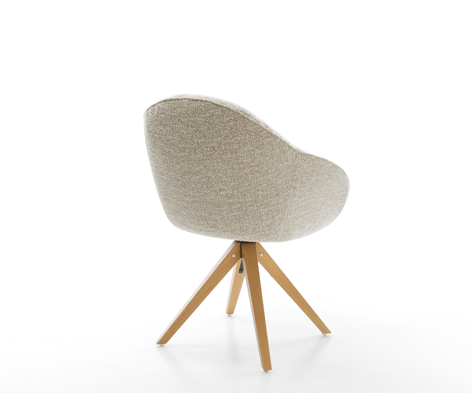 Jídelní židle Gaio-Flex tkanina Měkký béžová dřevěná podnož hranatý přírodní 180° otočný - Obrázek 5