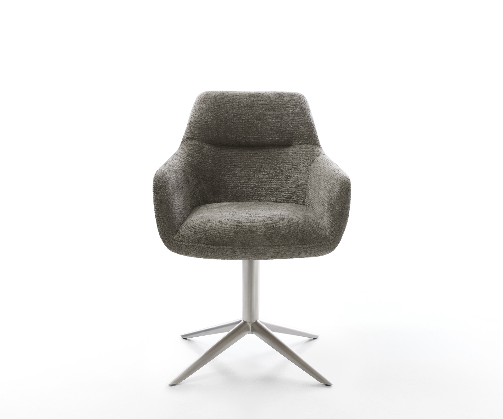 Jídelní židle Pejo-Flex bouclé měkký tmavě béžová křížová podnož nerezová ocel 360° otočný houpací funkce taštičkové pružiny - Obrázek 2