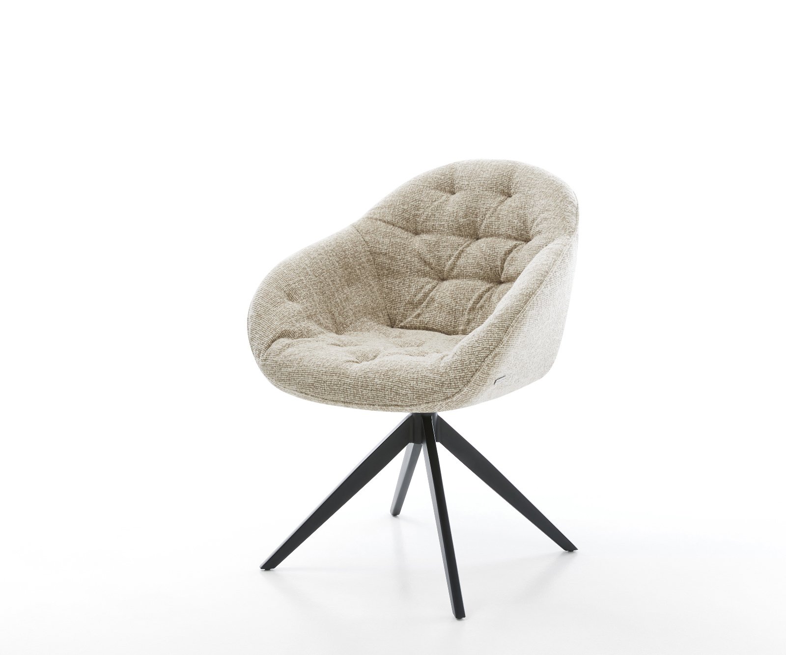 Jídelní židle Gaio-Flex látka Měkký béžová křížová podnož široká černá 360° otočný houpací funkce