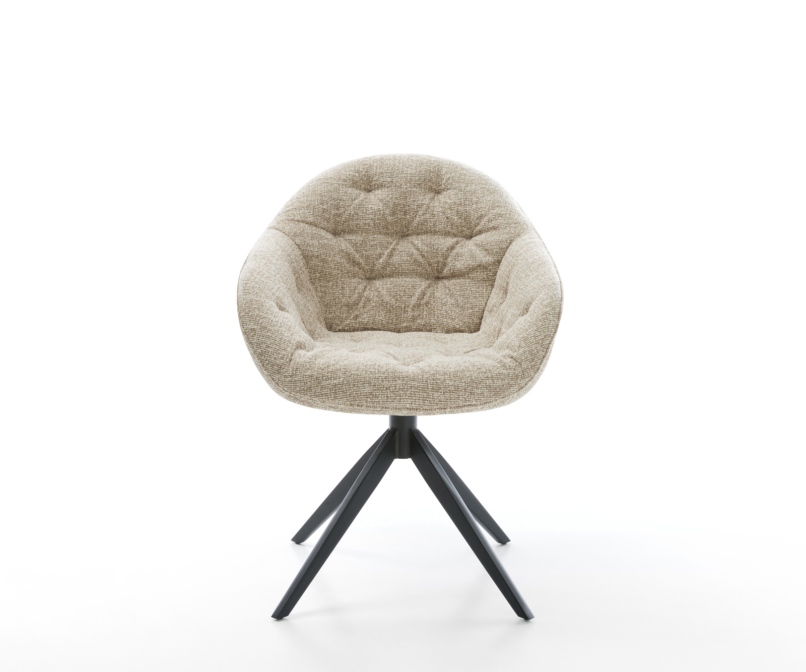 Jídelní židle Gaio-Flex látka Měkký béžová křížová podnož široká černá 360° otočný houpací funkce - Obrázek 2