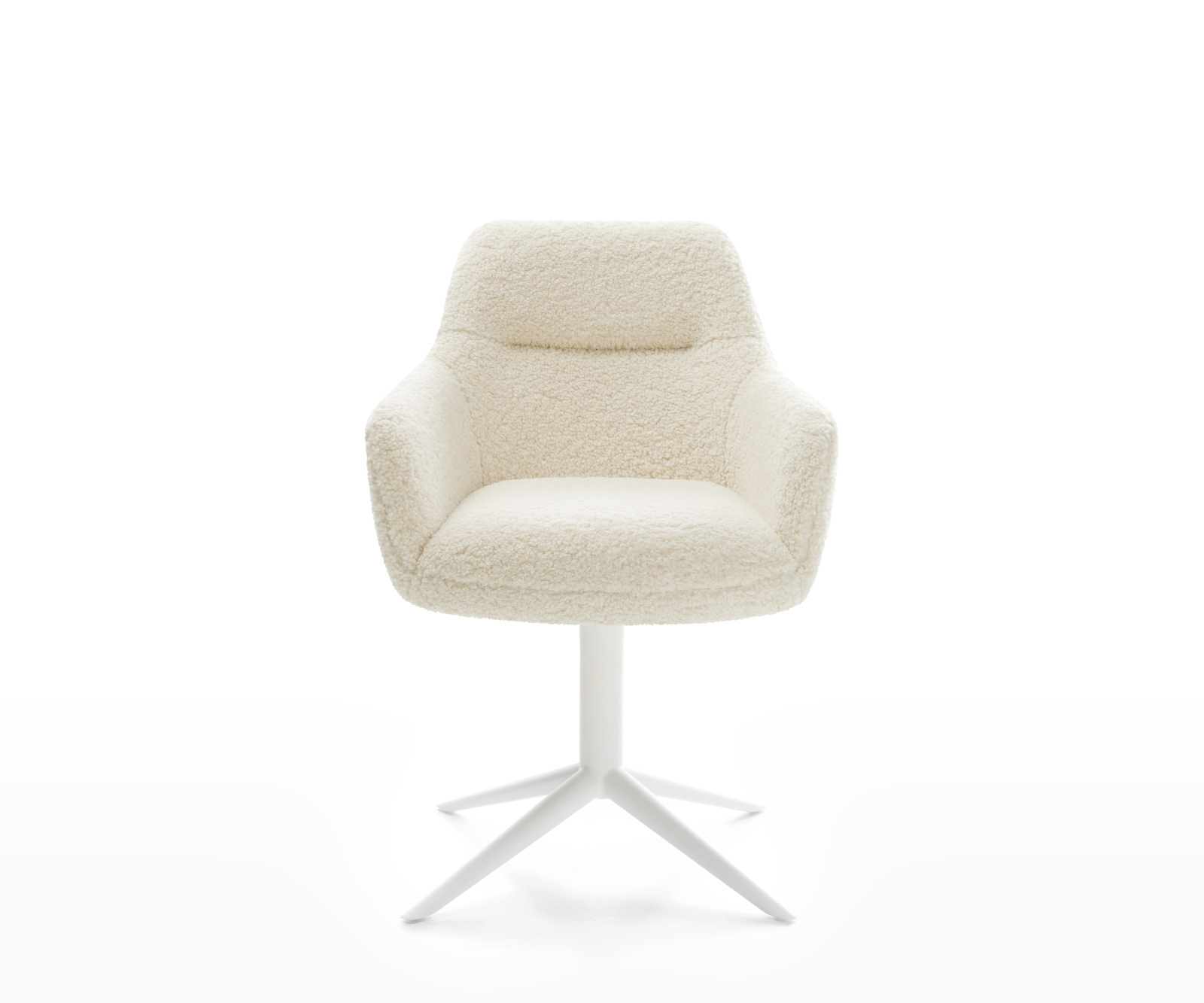 Jídelní židle Pejo-Flex plyšový manšestr béžová křížová podnož bílá 360° otočný houpací funkce taštičkové pružiny - Obrázek 2