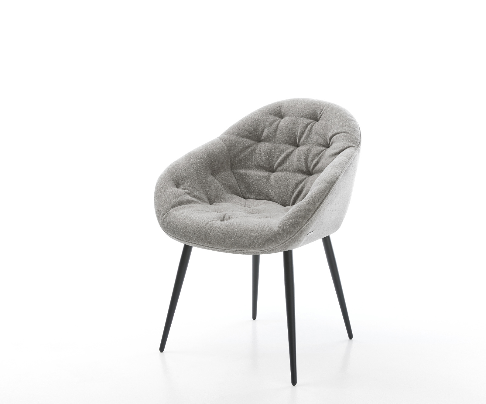 Jídelní židle Gaio-Flex strukturovaná látka Měkký šedá 4-nohá zúžená černá