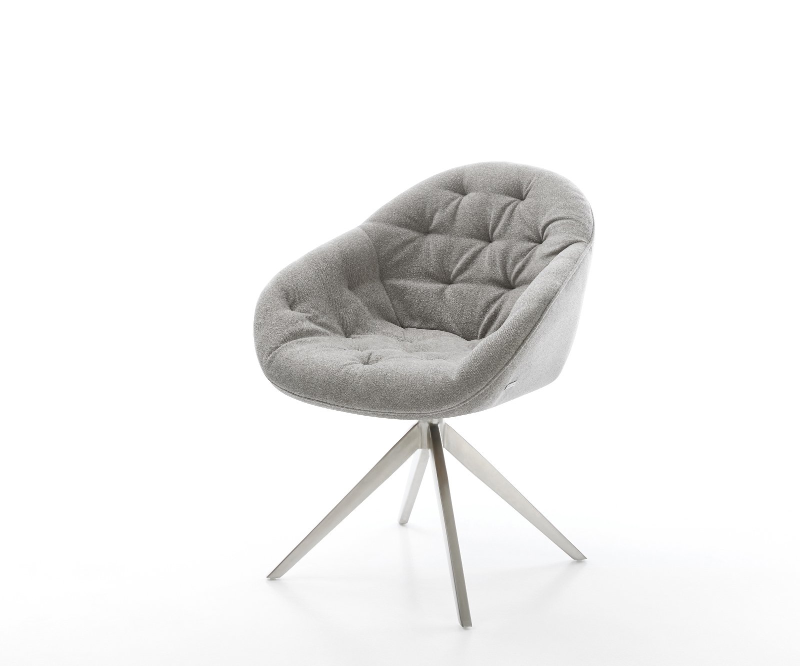 Jídelní židle Gaio-Flex strukturovaná látka Měkký šedá křížová podnož široká nerezová ocel 360° otočný houpací funkce