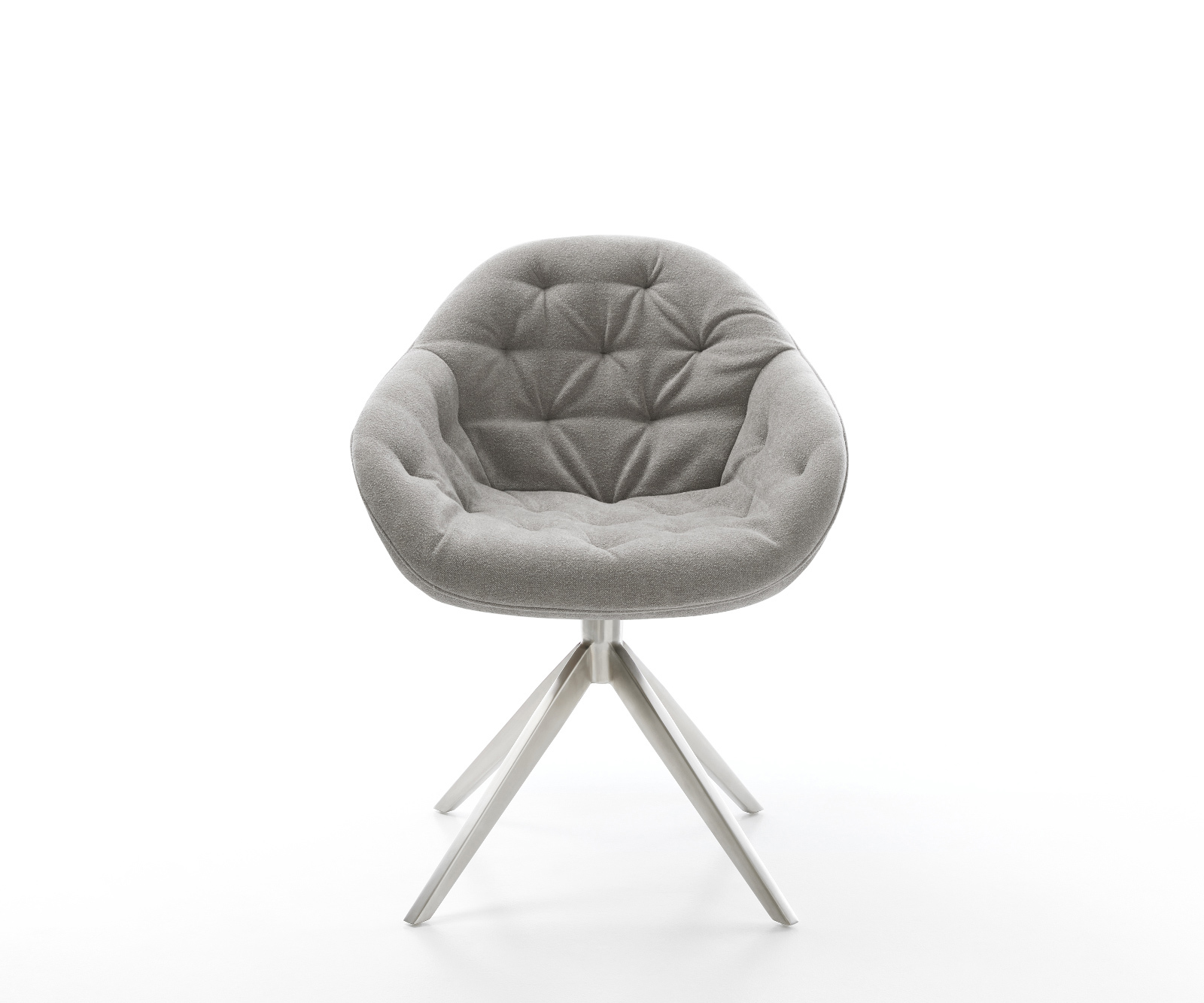 Jídelní židle Gaio-Flex strukturovaná látka Měkký šedá křížová podnož široká nerezová ocel 360° otočný houpací funkce - Obrázek 2