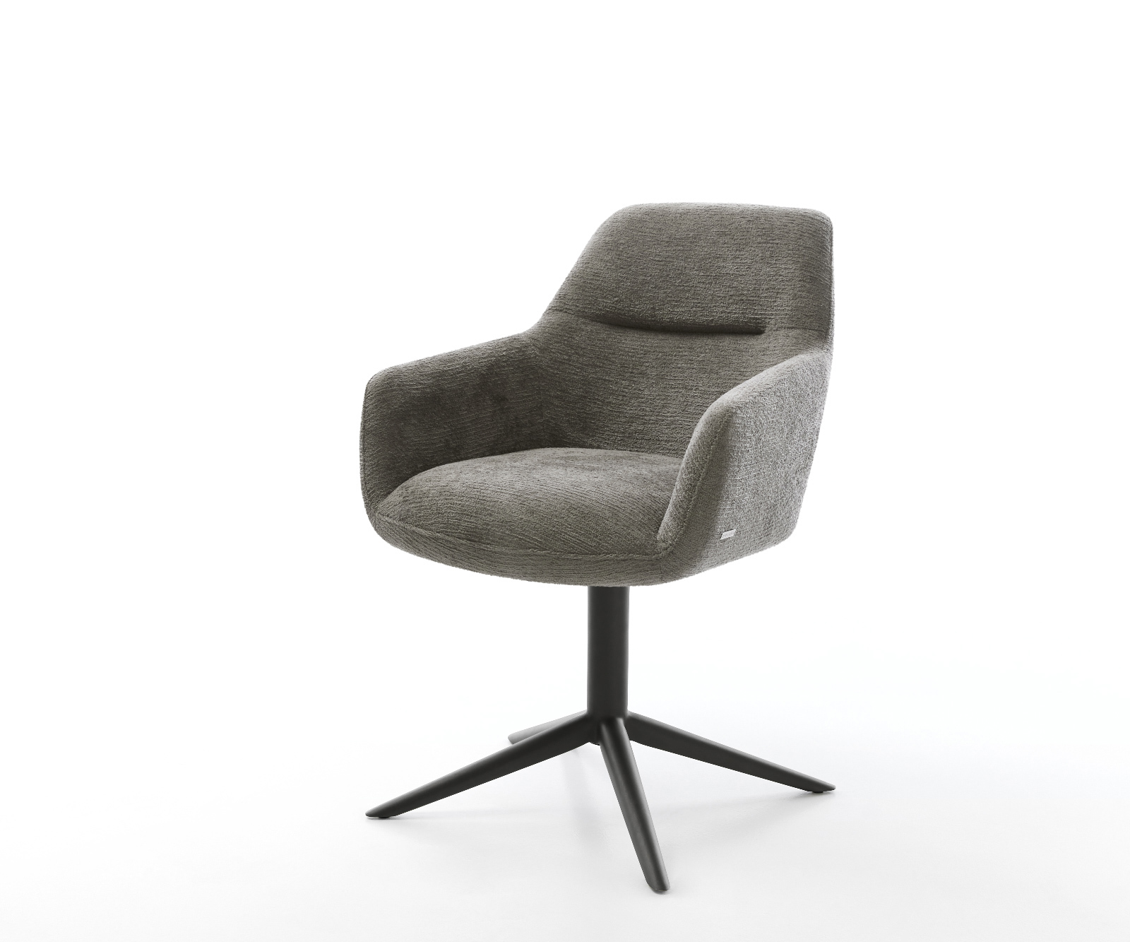 Jídelní židle Pejo-Flex bouclé měkký tmavě béžová křížová podnož černá 360° otočný houpací funkce taštičkové pružiny