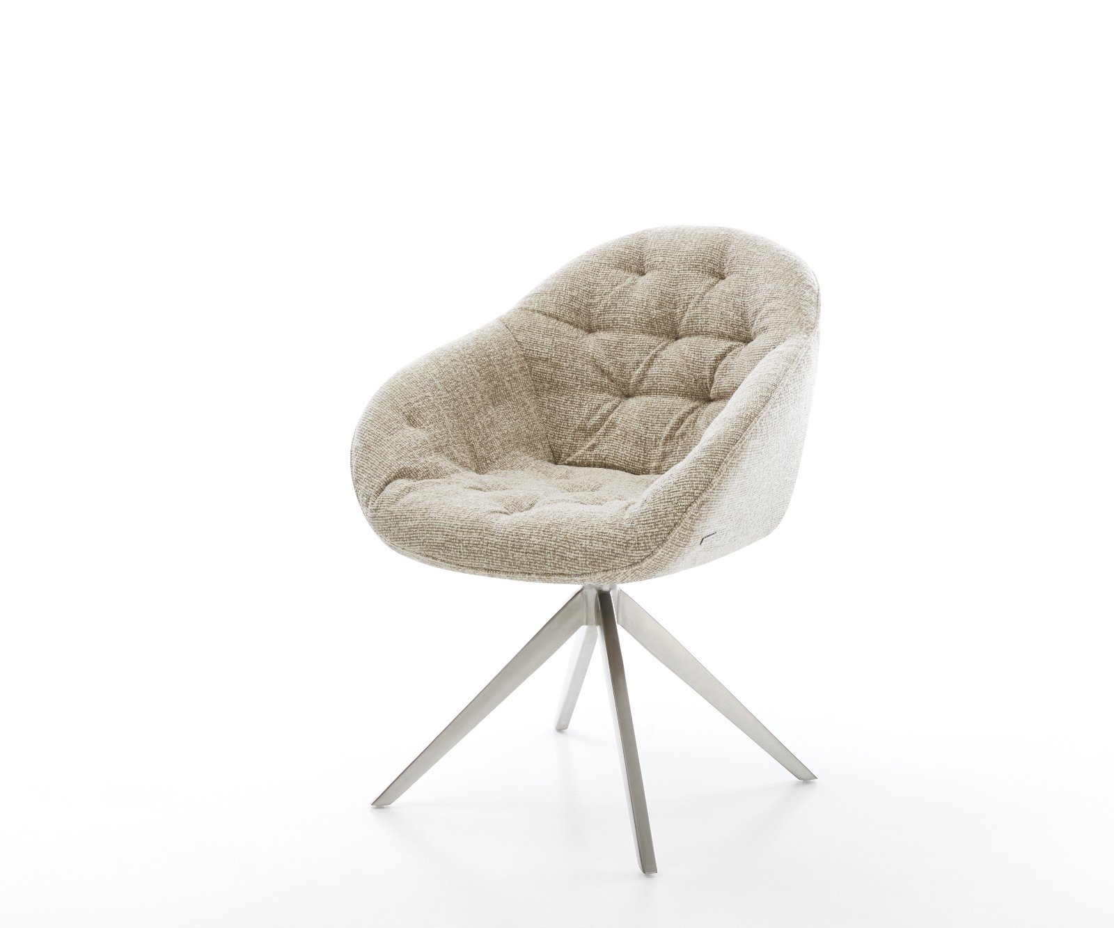 Jídelní židle Gaio-Flex látka Měkký béžová křížová podnož široká nerezová ocel 360° otočný houpací funkce