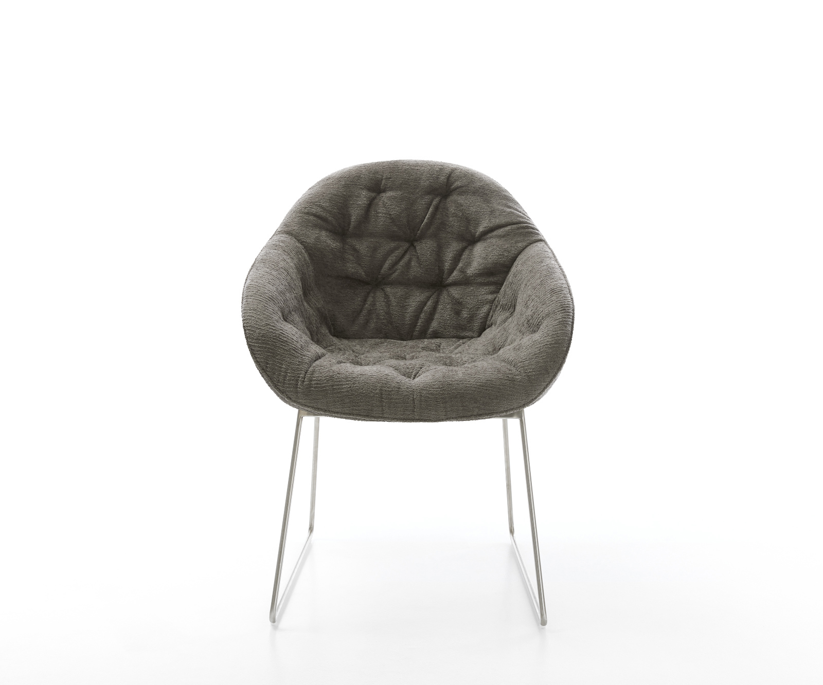 Jídelní židle Gaio-Flex bouclé měkký tmavě béžová tenká podnož nerezová ocel - Obrázek 2