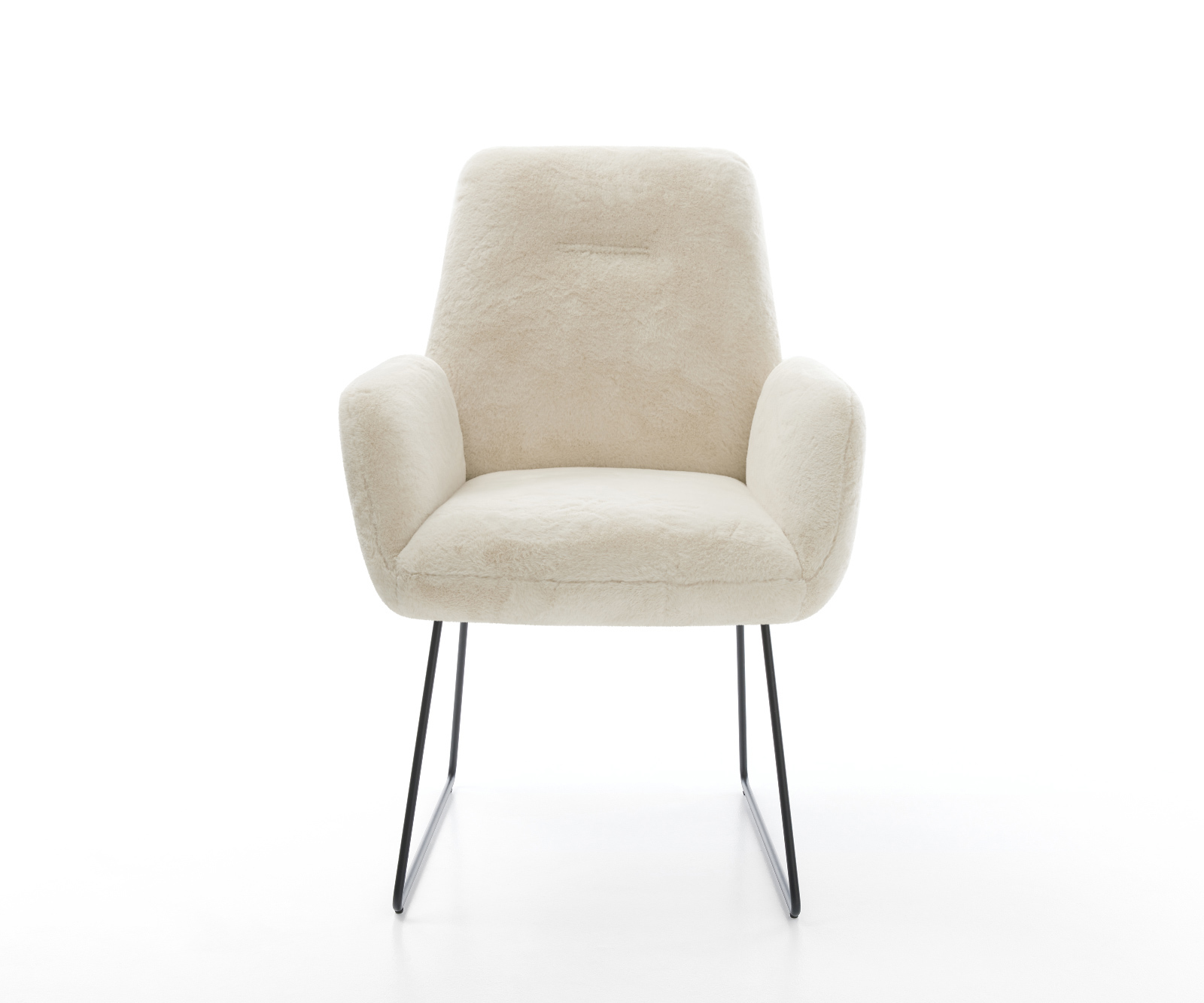 Jídelní židle Zoa-Flex plyšový manšestr krémová bílá tenká podnož černá taštičkové pružiny - Obrázek 2