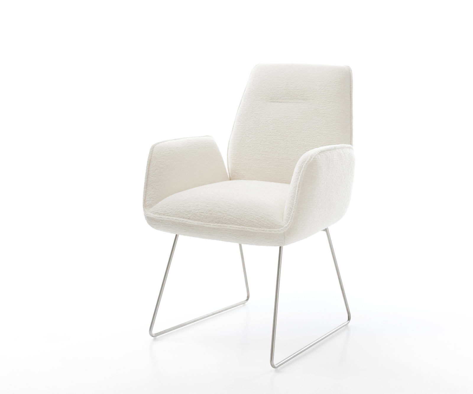 Jídelní židle Zoa-Flex bouclé měkký béžová tenká podnož nerezová ocel taštičkové pružiny