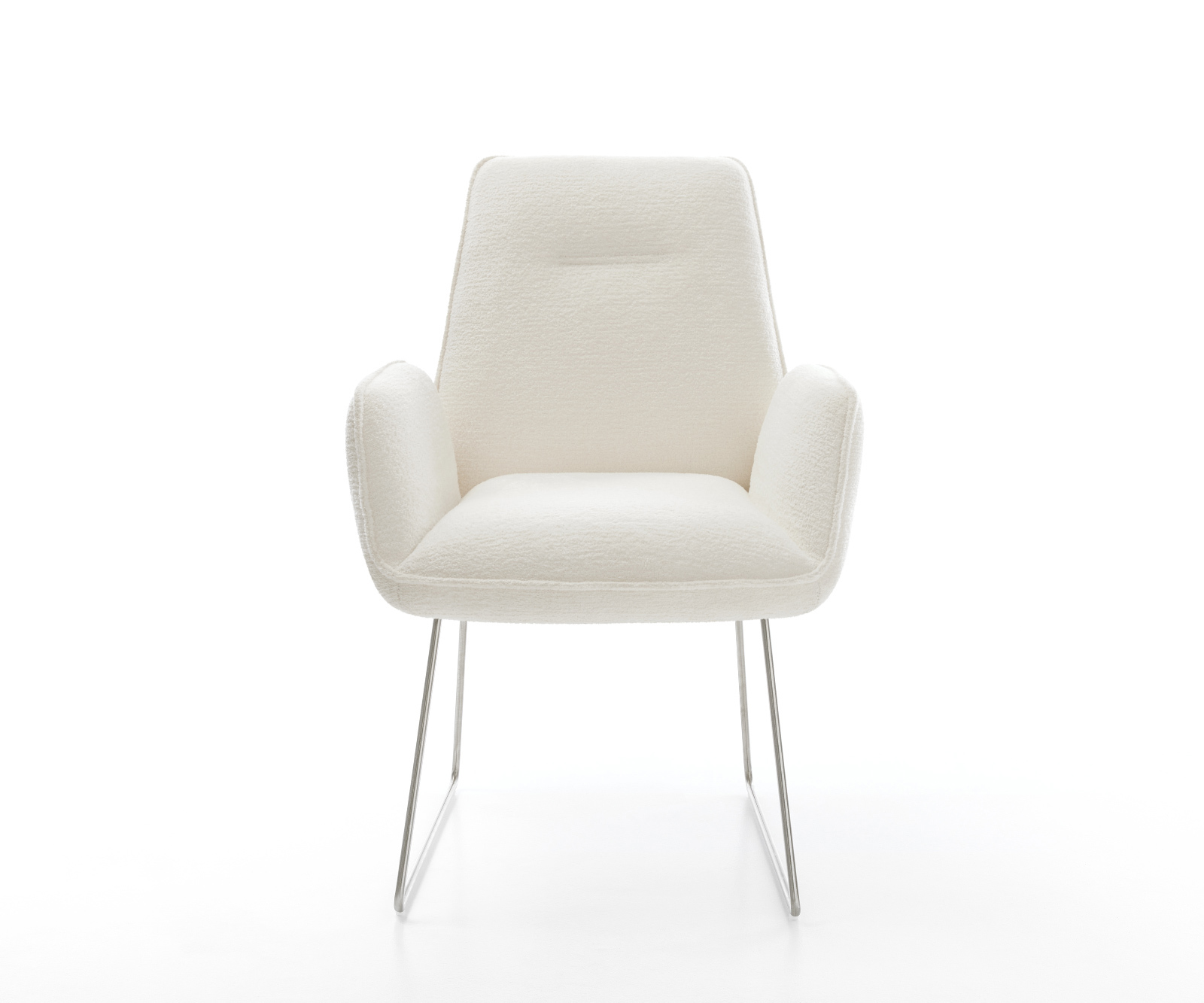 Jídelní židle Zoa-Flex bouclé měkký béžová tenká podnož nerezová ocel taštičkové pružiny - Obrázek 2