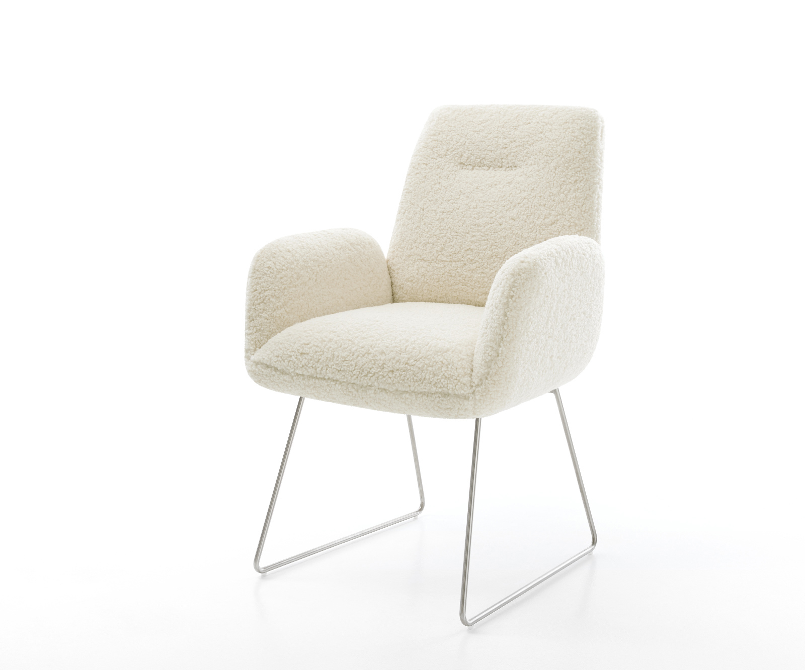 Jídelní židle Zoa-Flex plyšový manšestr béžová tenká podnož nerezová ocel taštičkové pružiny