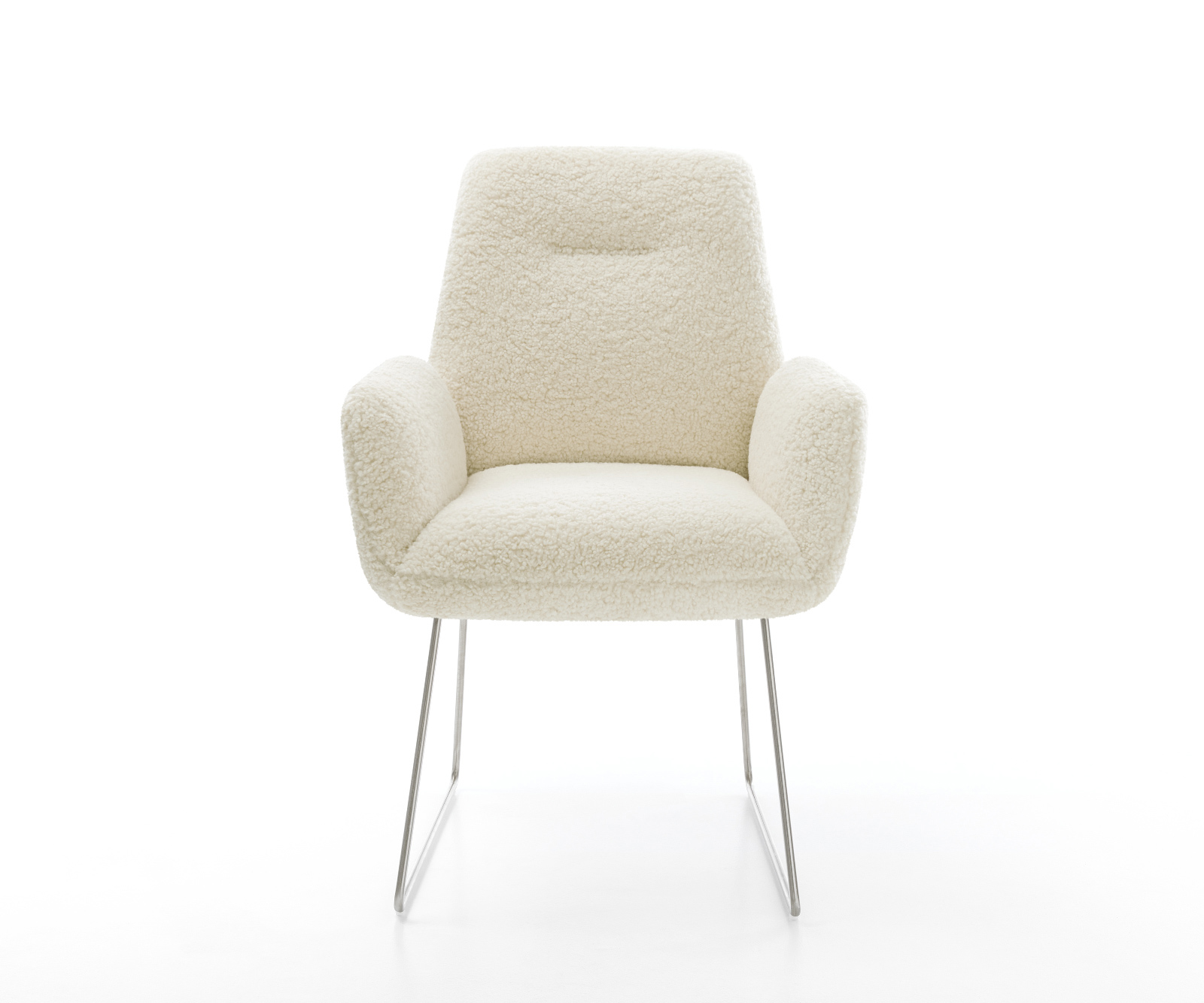 Jídelní židle Zoa-Flex plyšový manšestr béžová tenká podnož nerezová ocel taštičkové pružiny - Obrázek 2