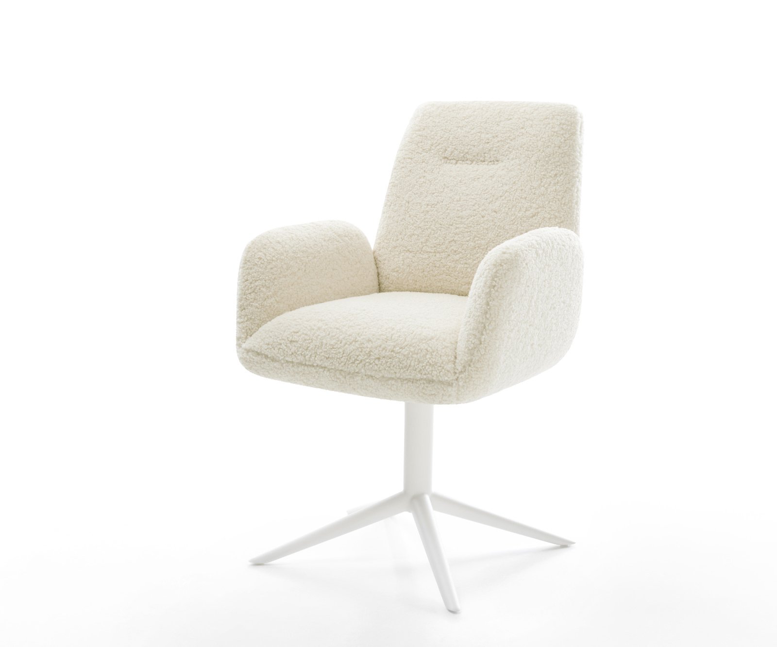 Jídelní židle Zoa-Flex plyšový manšestr béžová křížová podnož bílá 360° otočný houpací funkce taštičkové pružiny